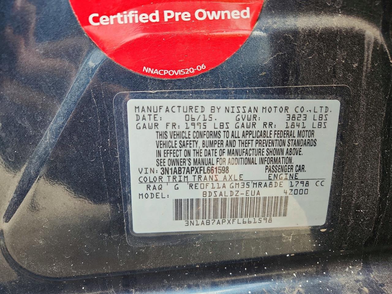 2015 Nissan Sentra Sv Blue vin: 3N1AB7APXFL661598