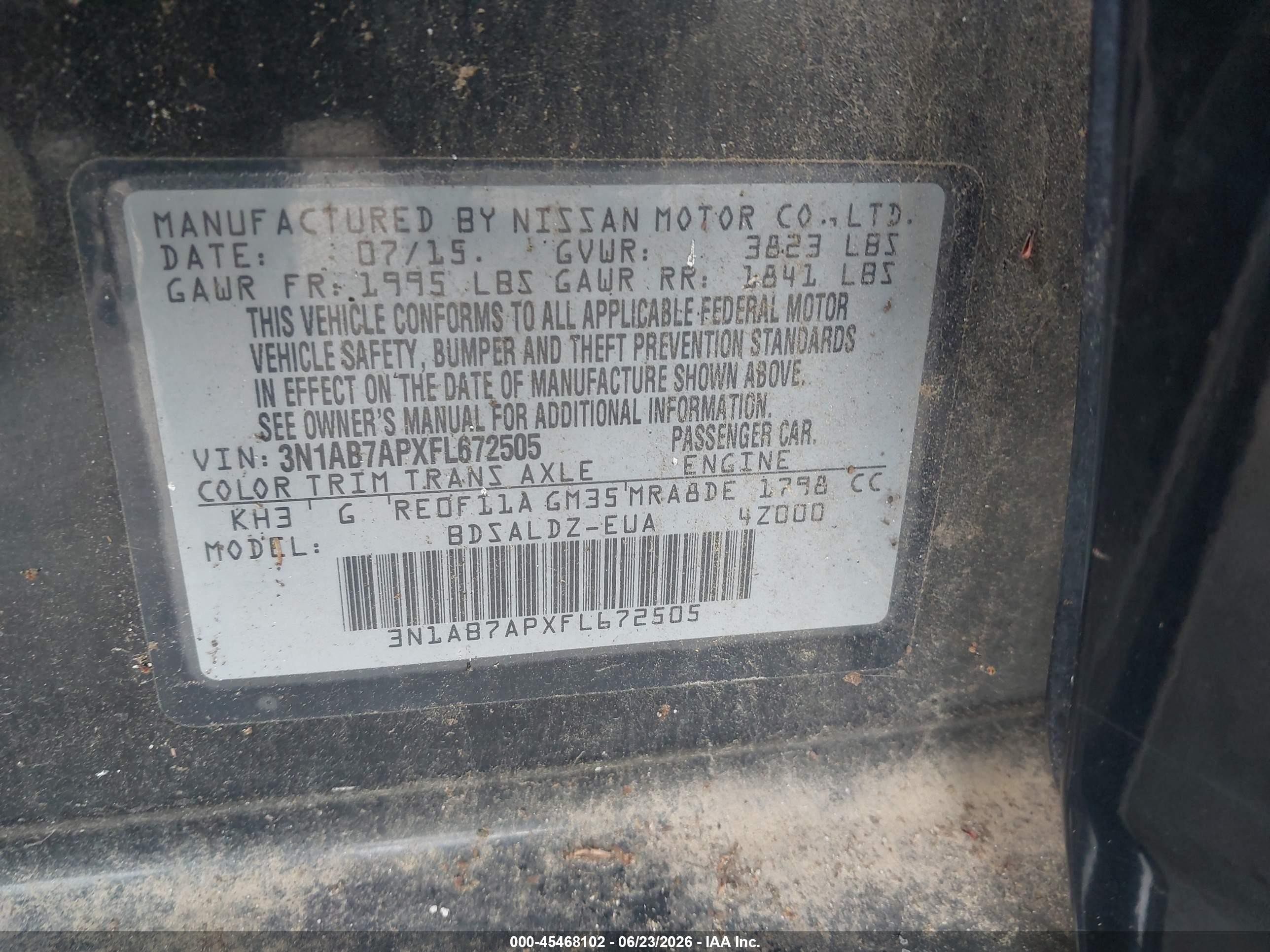 2015 Nissan Sentra Sv Black vin: 3N1AB7APXFL672505