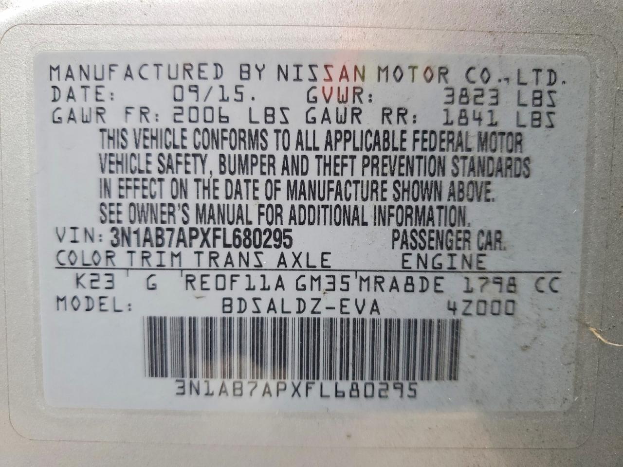 2015 Nissan Sentra S Silver vin: 3N1AB7APXFL680295