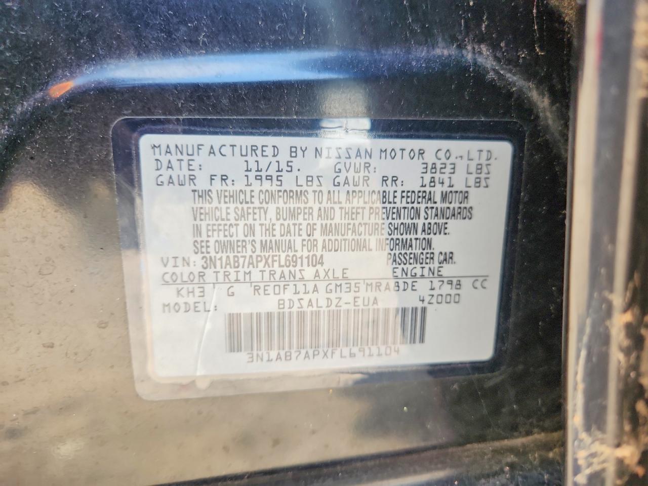 2015 Nissan Sentra Sv Black vin: 3N1AB7APXFL691104