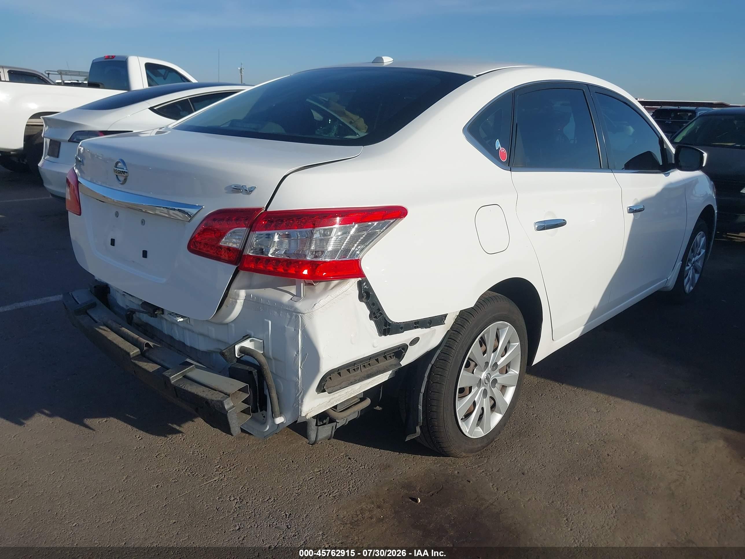 2015 Nissan Sentra Sv Белый vin: 3N1AB7APXFL695671