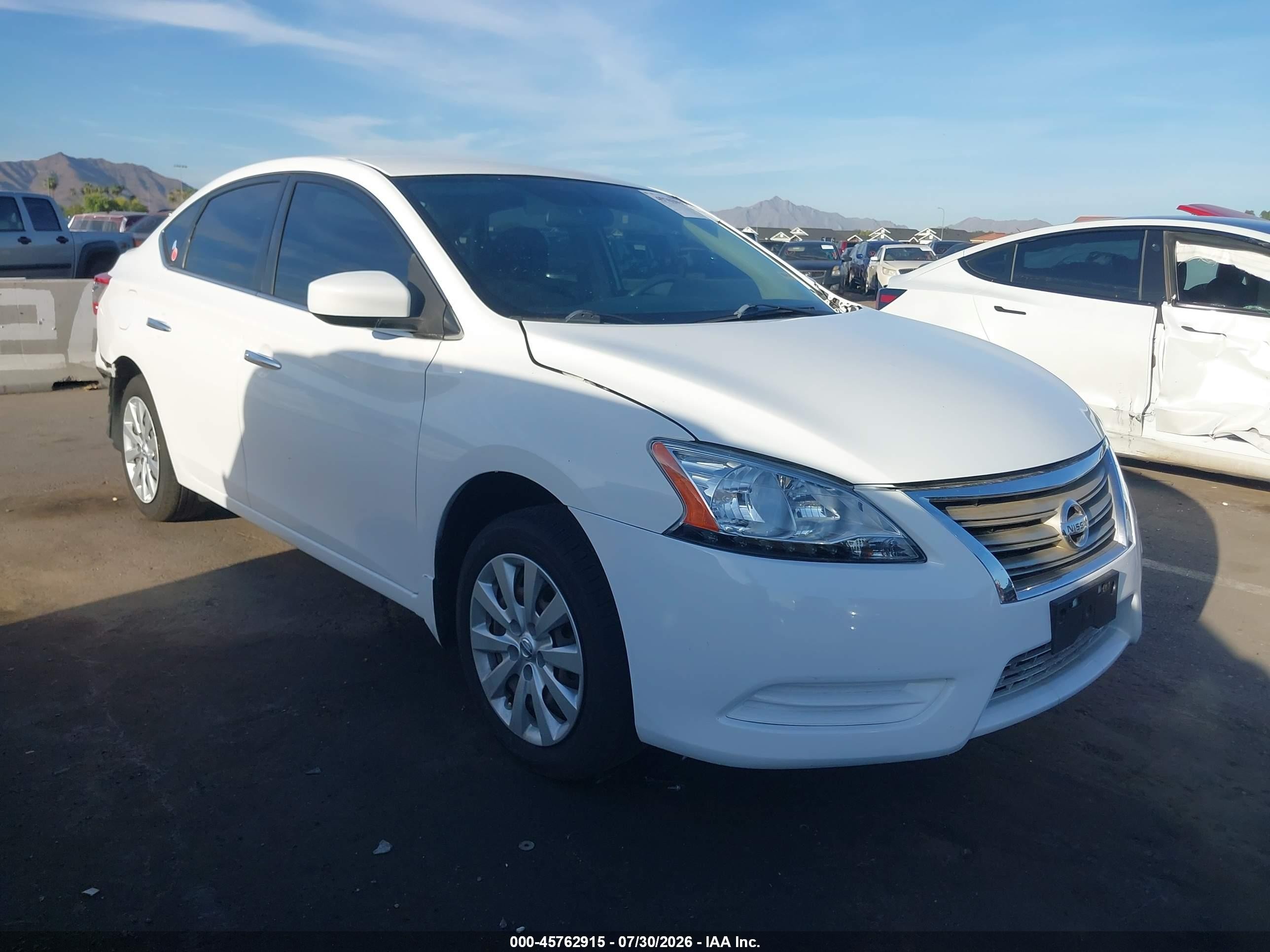 2015 Nissan Sentra Sv White vin: 3N1AB7APXFL695671