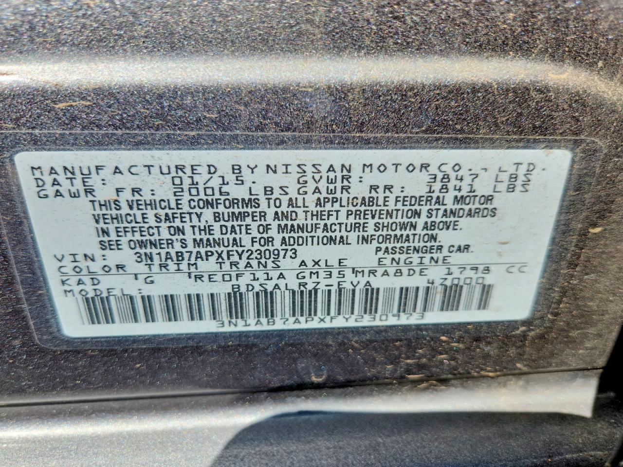 2015 Nissan Sentra Sr Gray vin: 3N1AB7APXFY230973