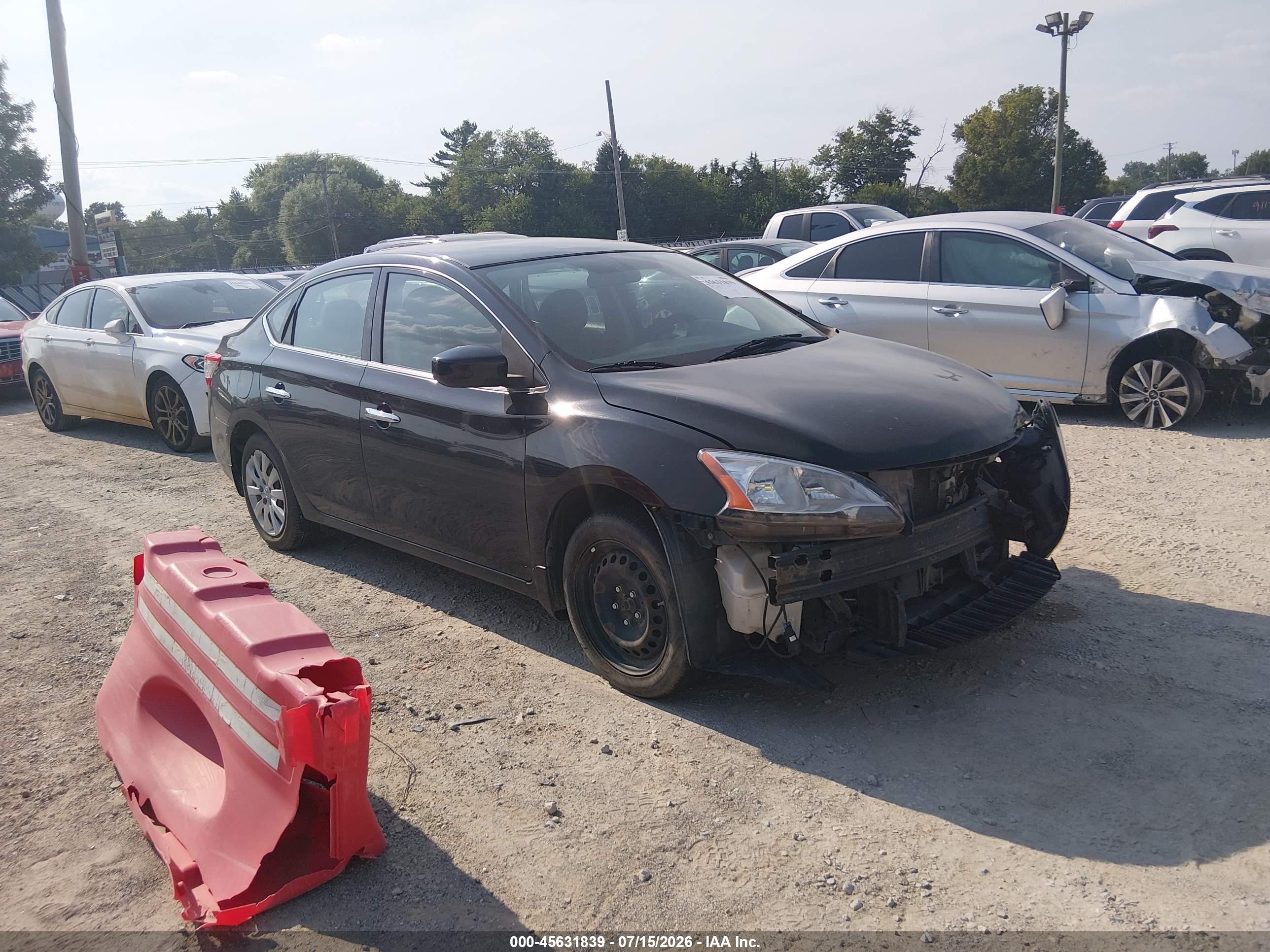 2015 Nissan Sentra S Black vin: 3N1AB7APXFY242721