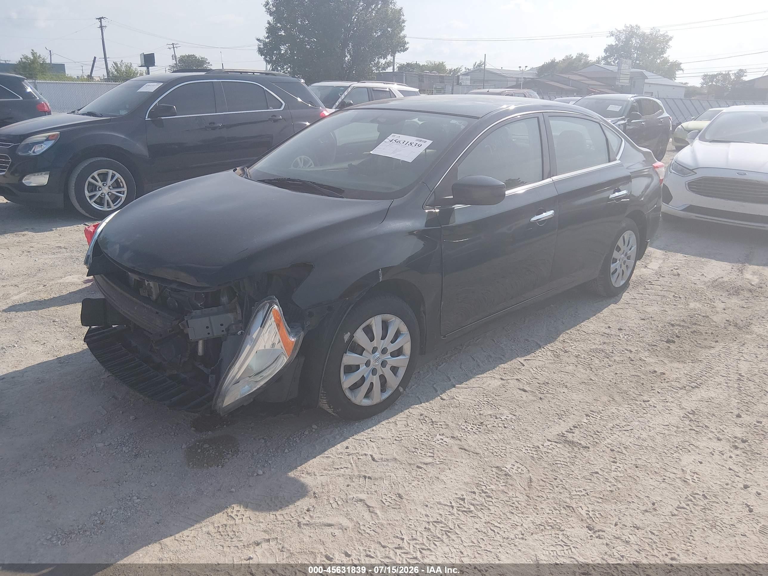 2015 Nissan Sentra S Black vin: 3N1AB7APXFY242721
