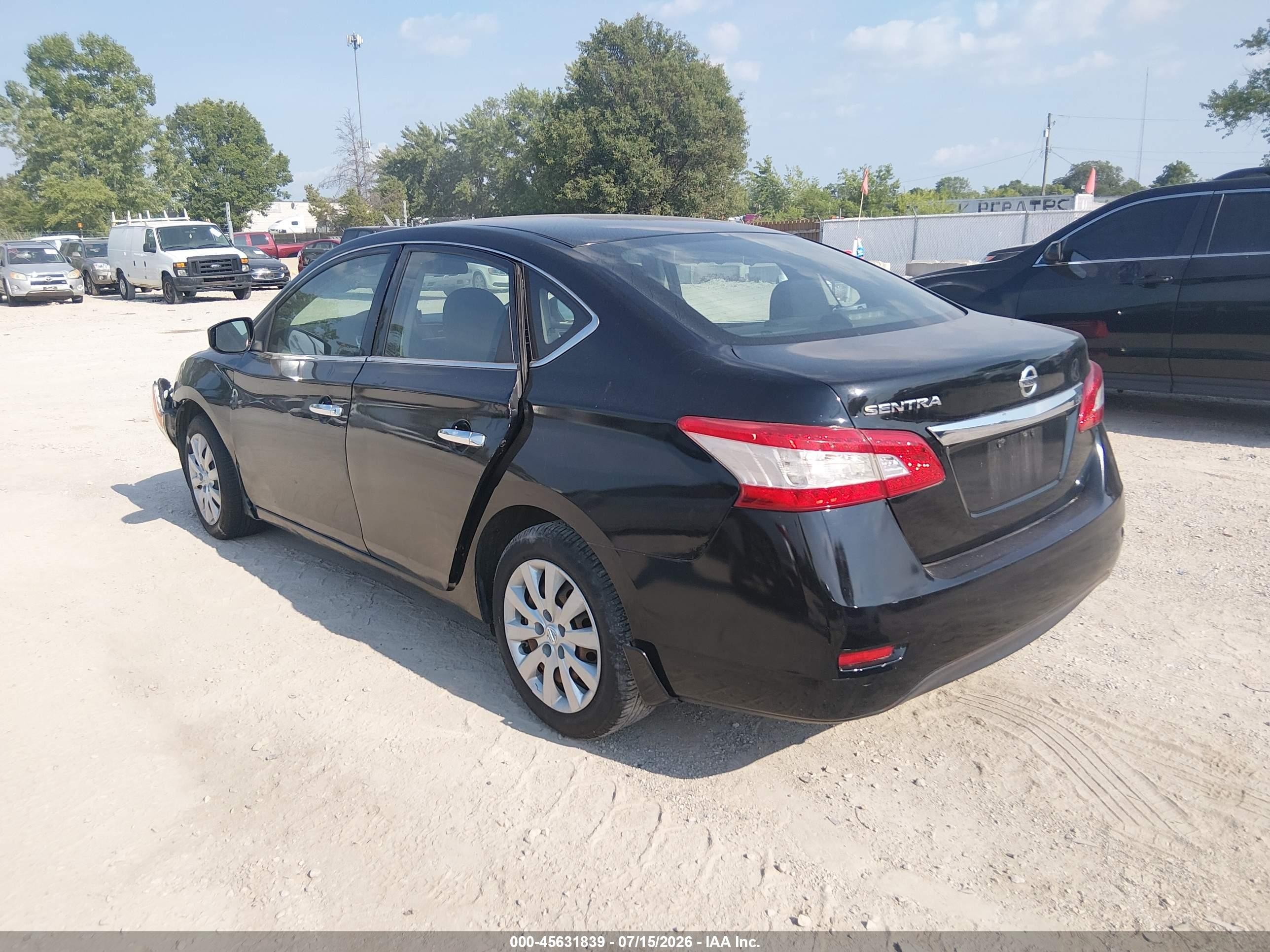 2015 Nissan Sentra S Black vin: 3N1AB7APXFY242721