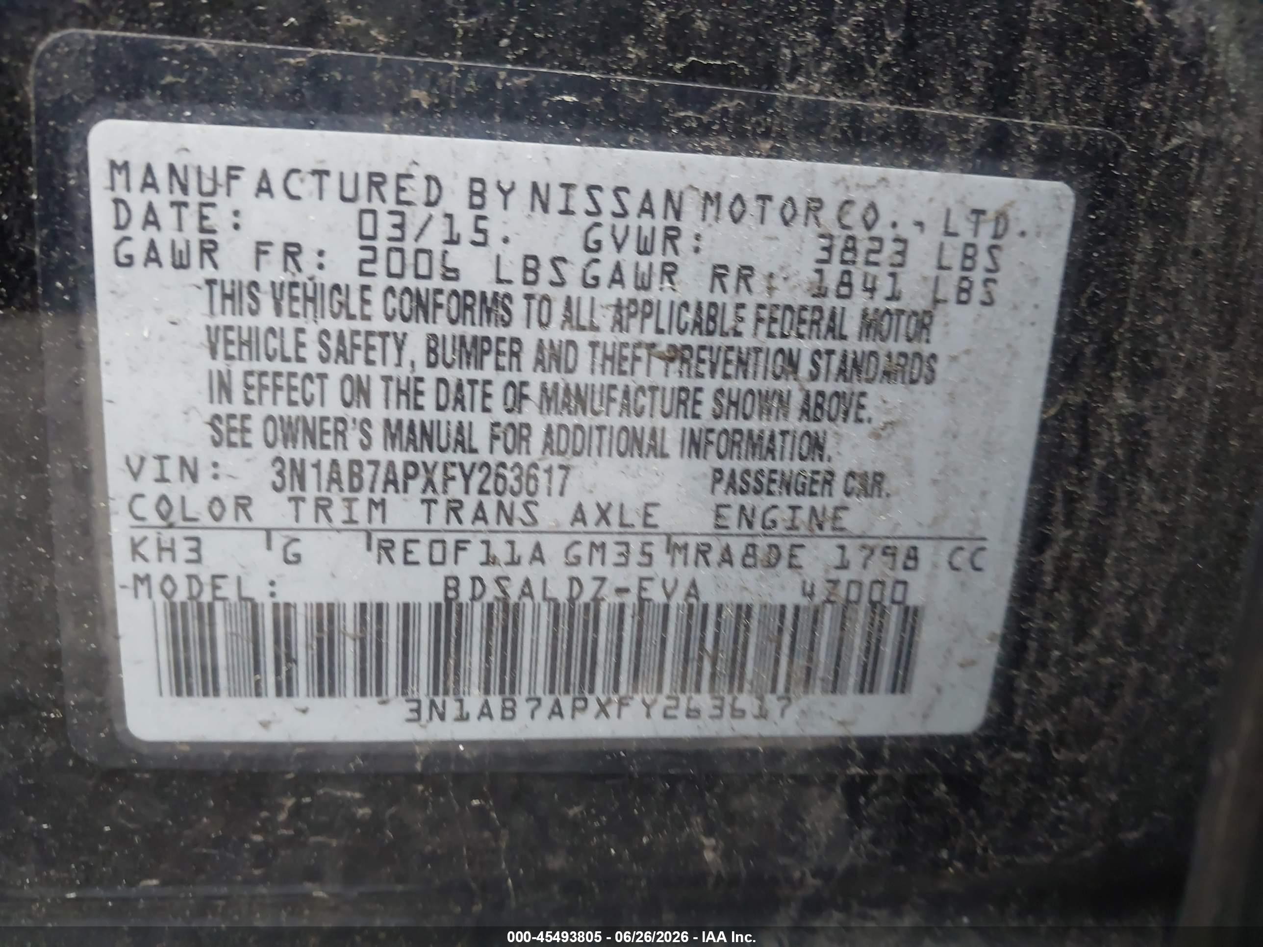 2015 Nissan Sentra Sv Black vin: 3N1AB7APXFY263617