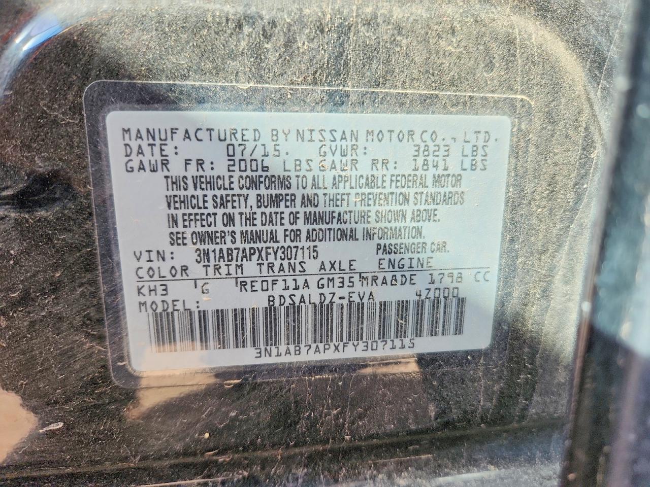 2015 Nissan Sentra Sv Черный vin: 3N1AB7APXFY307115