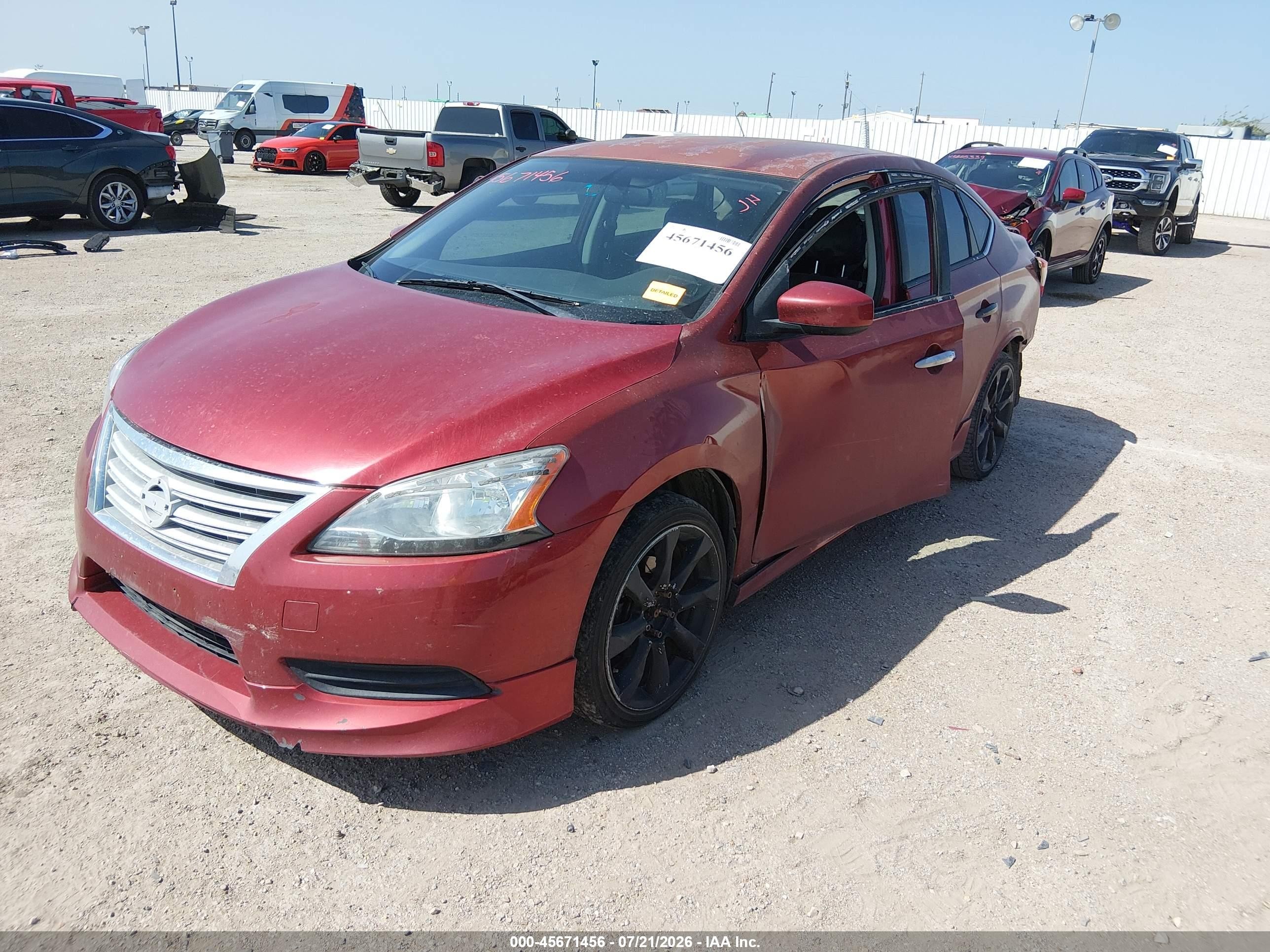 2015 Nissan Sentra Sv Red vin: 3N1AB7APXFY316817