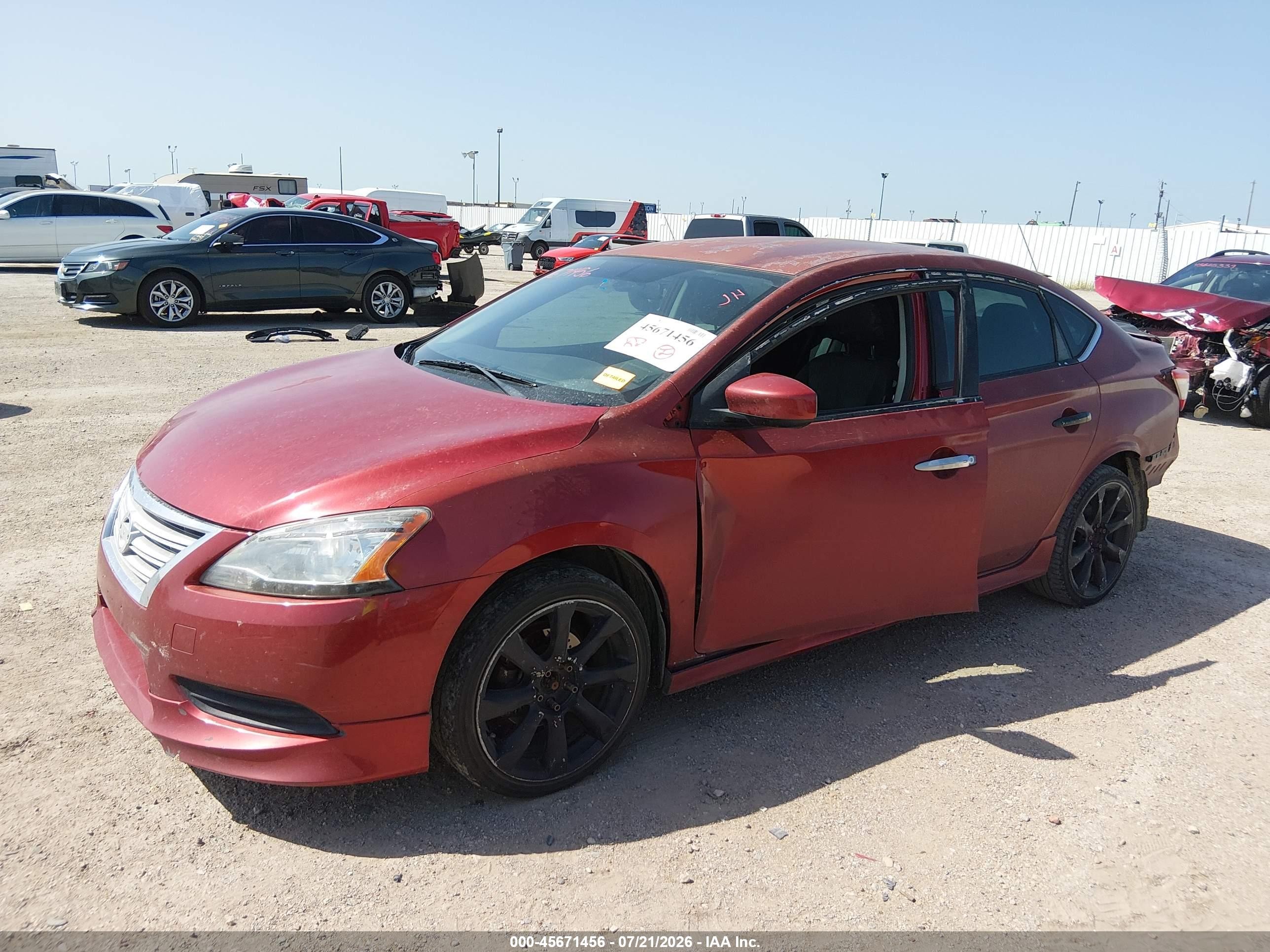 2015 Nissan Sentra Sv Red vin: 3N1AB7APXFY316817