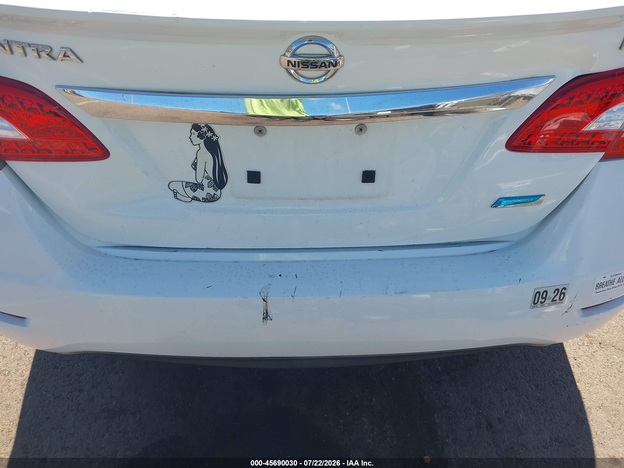 2015 Nissan Sentra Fe+ S White vin: 3N1AB7APXFY343726