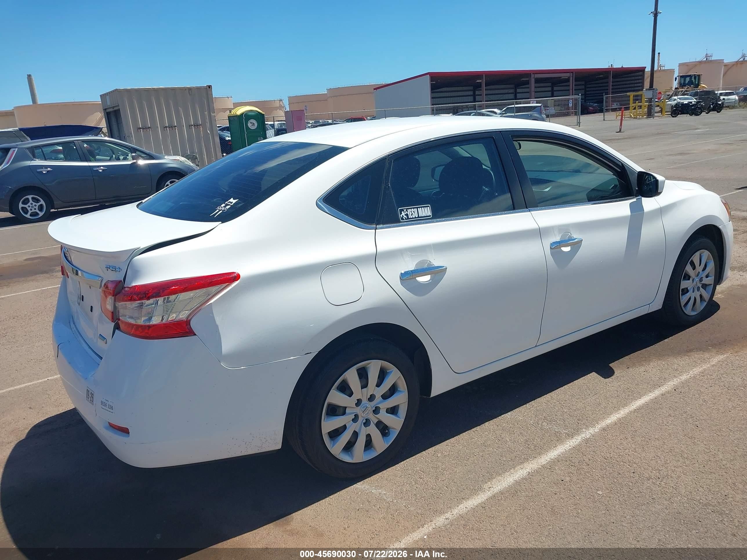 2015 Nissan Sentra Fe+ S White vin: 3N1AB7APXFY343726
