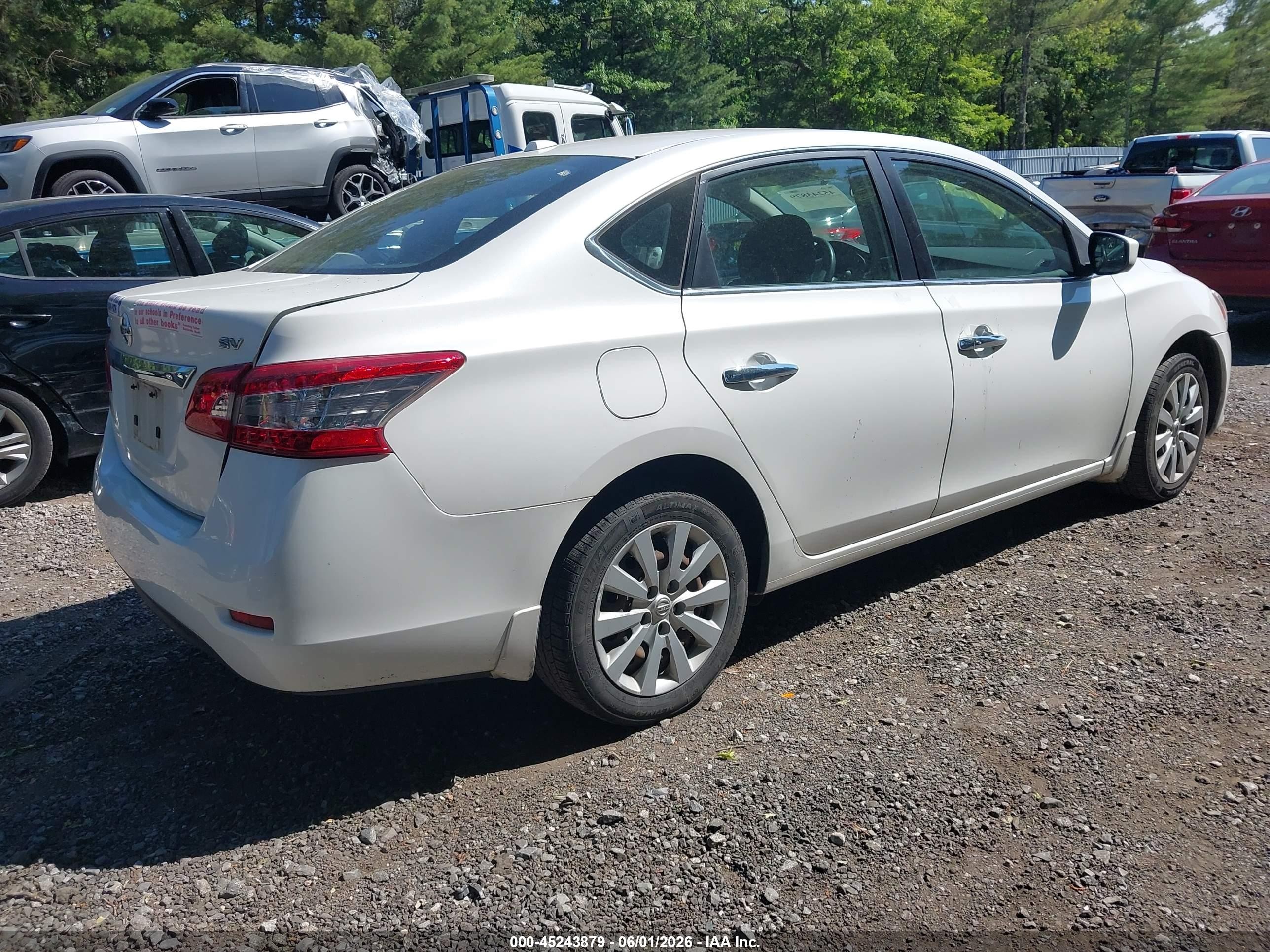 2015 Nissan Sentra Sv White vin: 3N1AB7APXFY349736