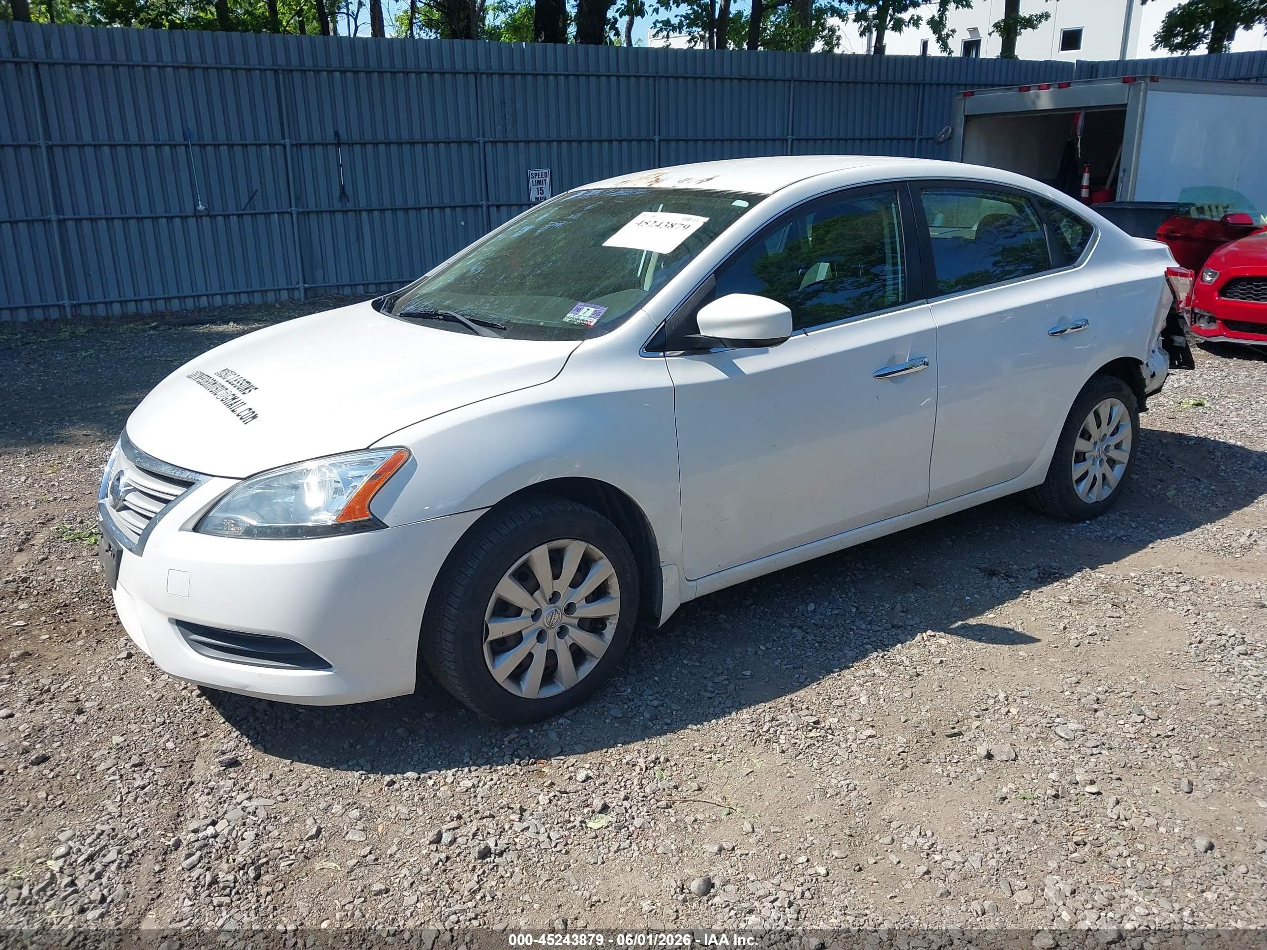 2015 Nissan Sentra Sv White vin: 3N1AB7APXFY349736