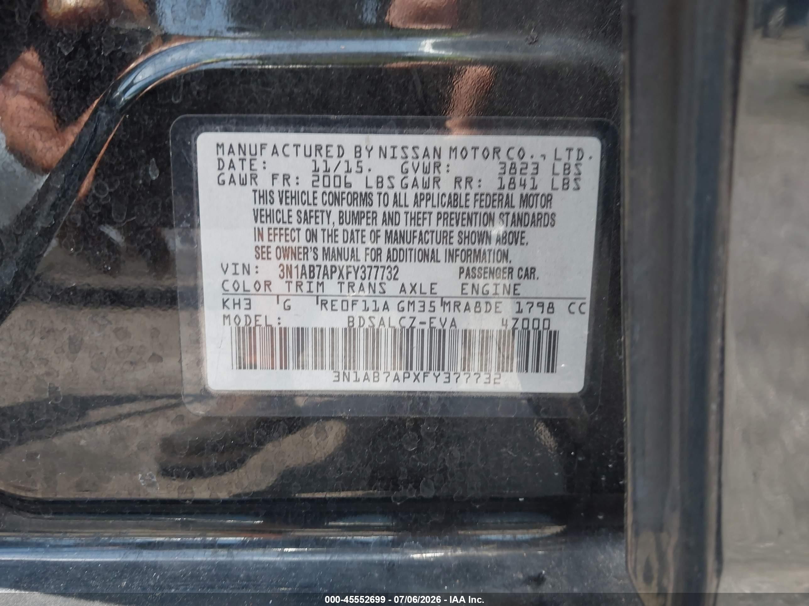2015 Nissan Sentra S Черный vin: 3N1AB7APXFY377732