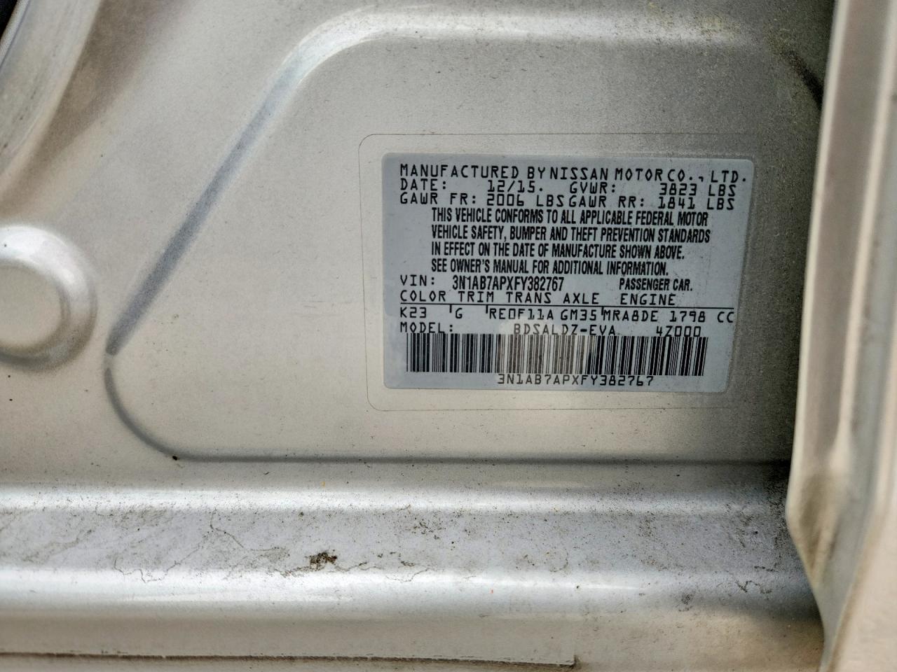 2015 Nissan Sentra Sv Silver vin: 3N1AB7APXFY382767