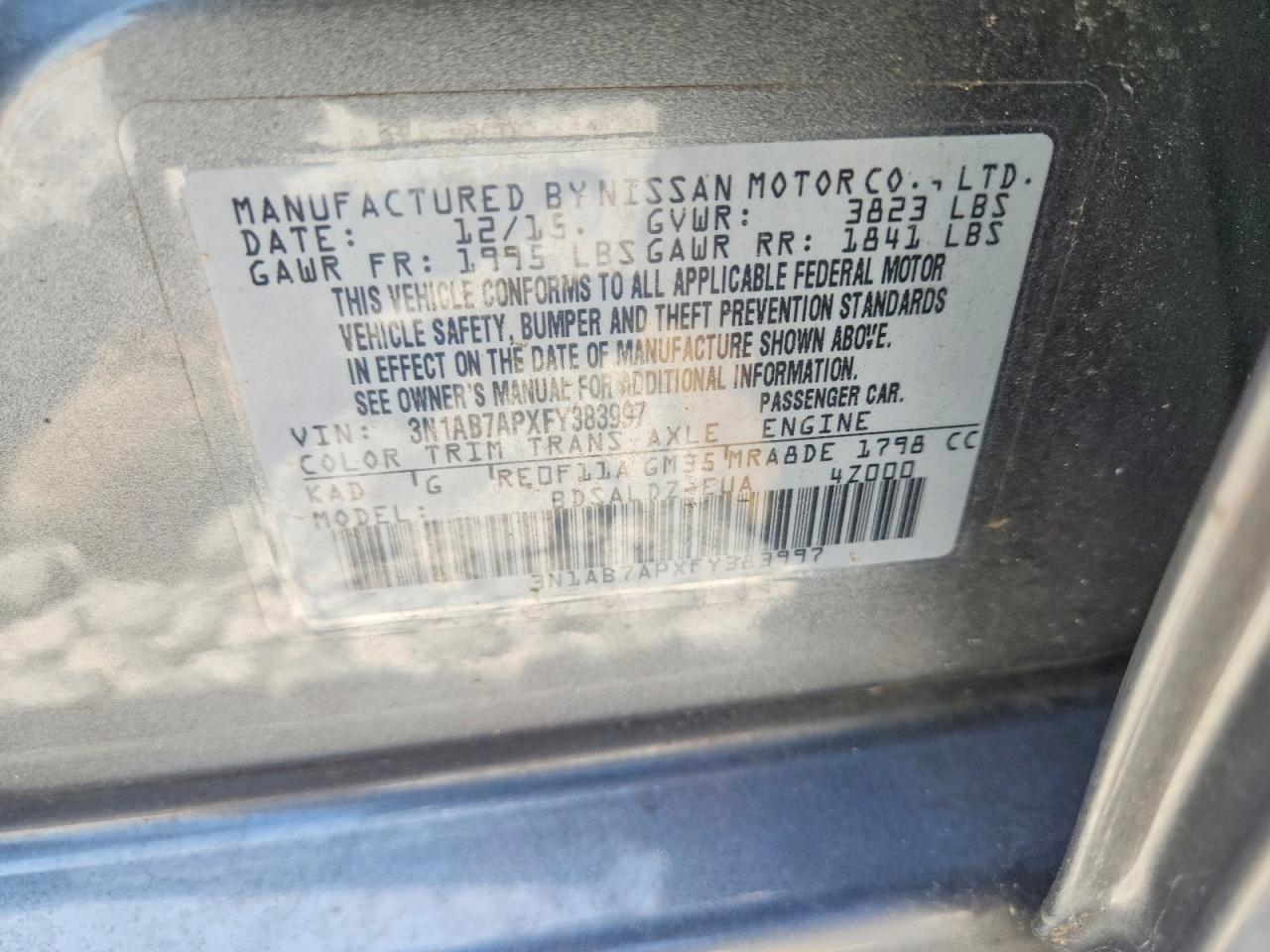 2015 Nissan Sentra Sv Серебряный vin: 3N1AB7APXFY383997
