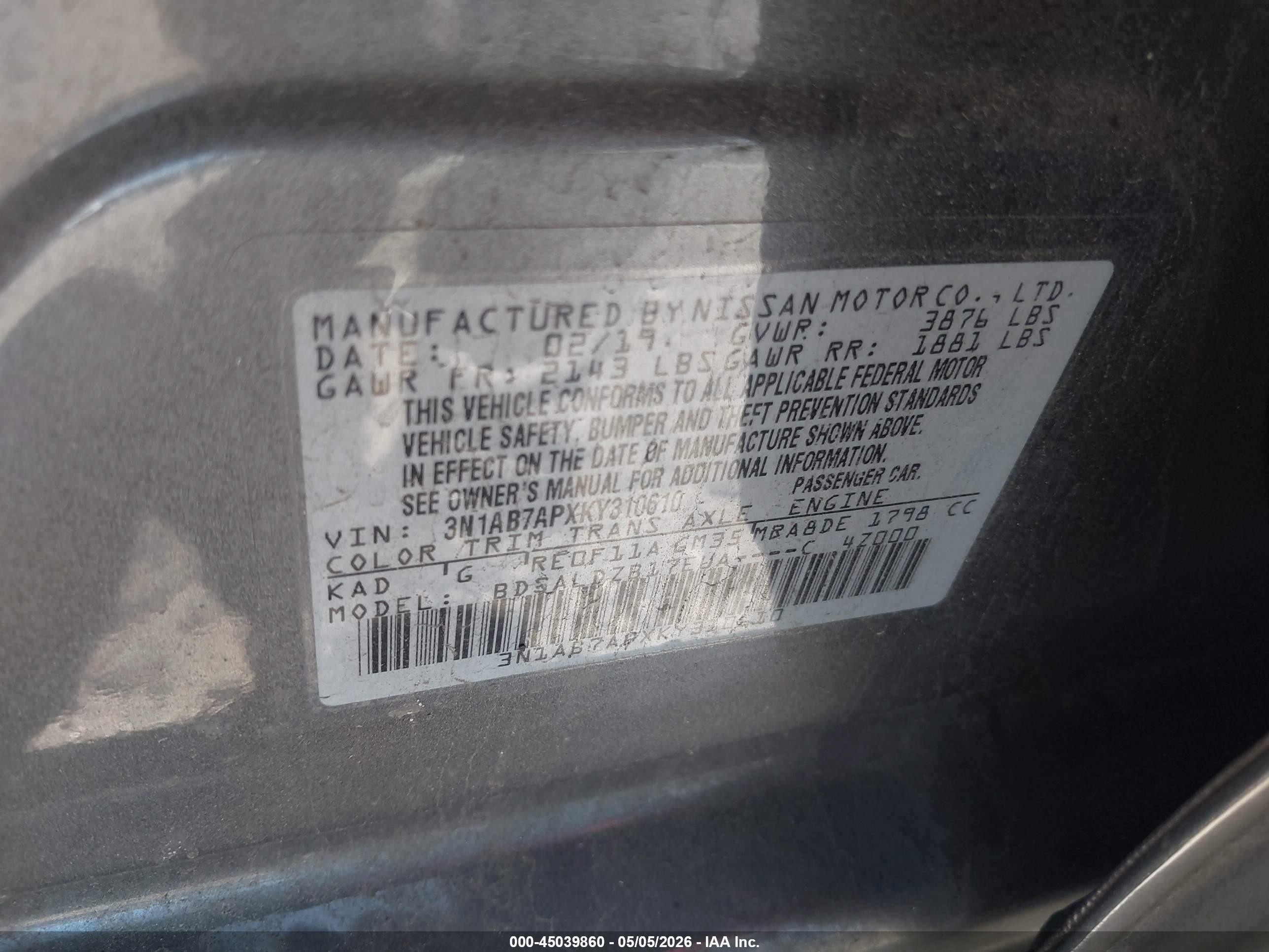 2019 Nissan Sentra Sv Красный vin: 3N1AB7APXKY310610
