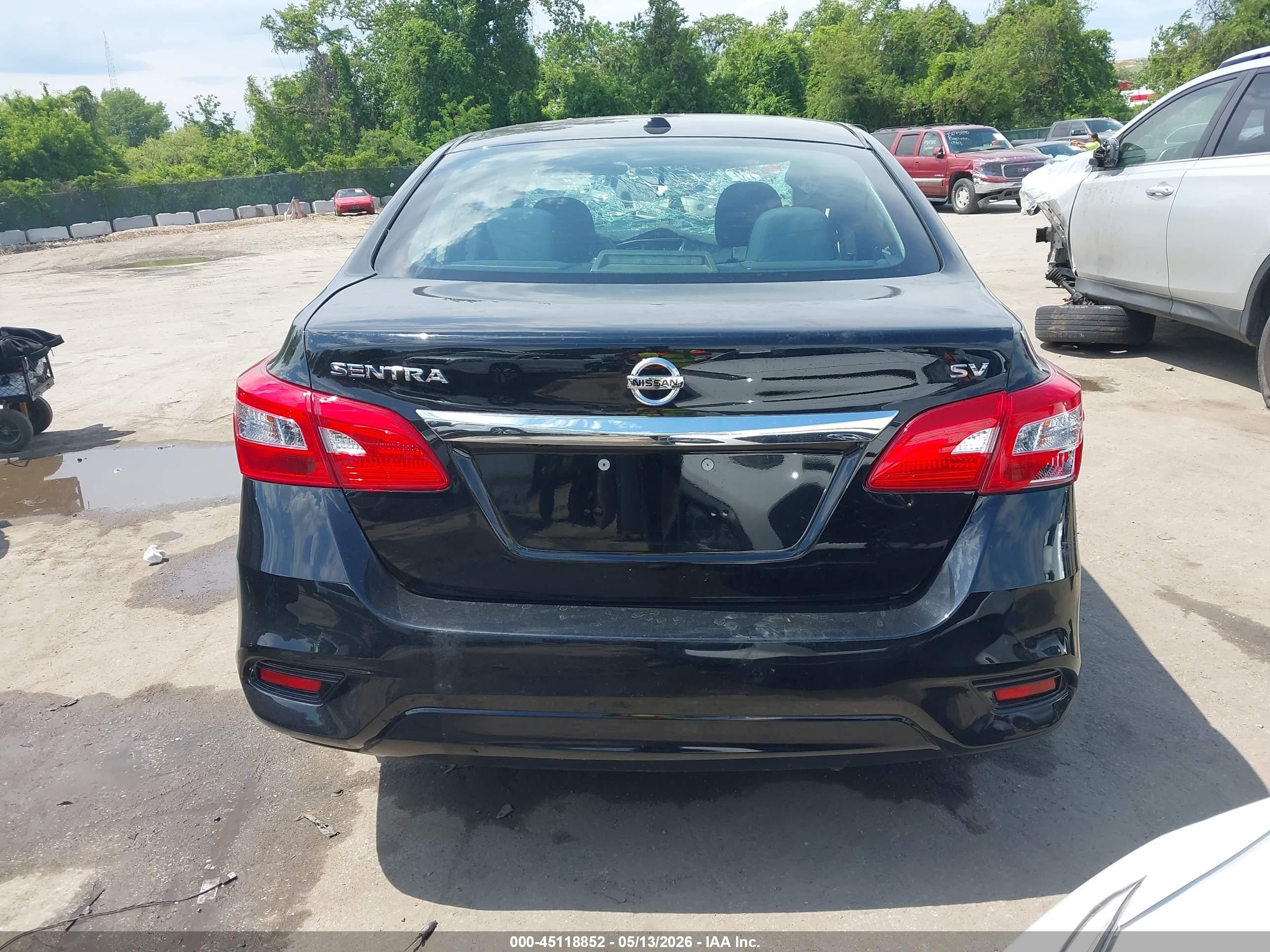 2019 Nissan Sentra Sv Black vin: 3N1AB7APXKY438636