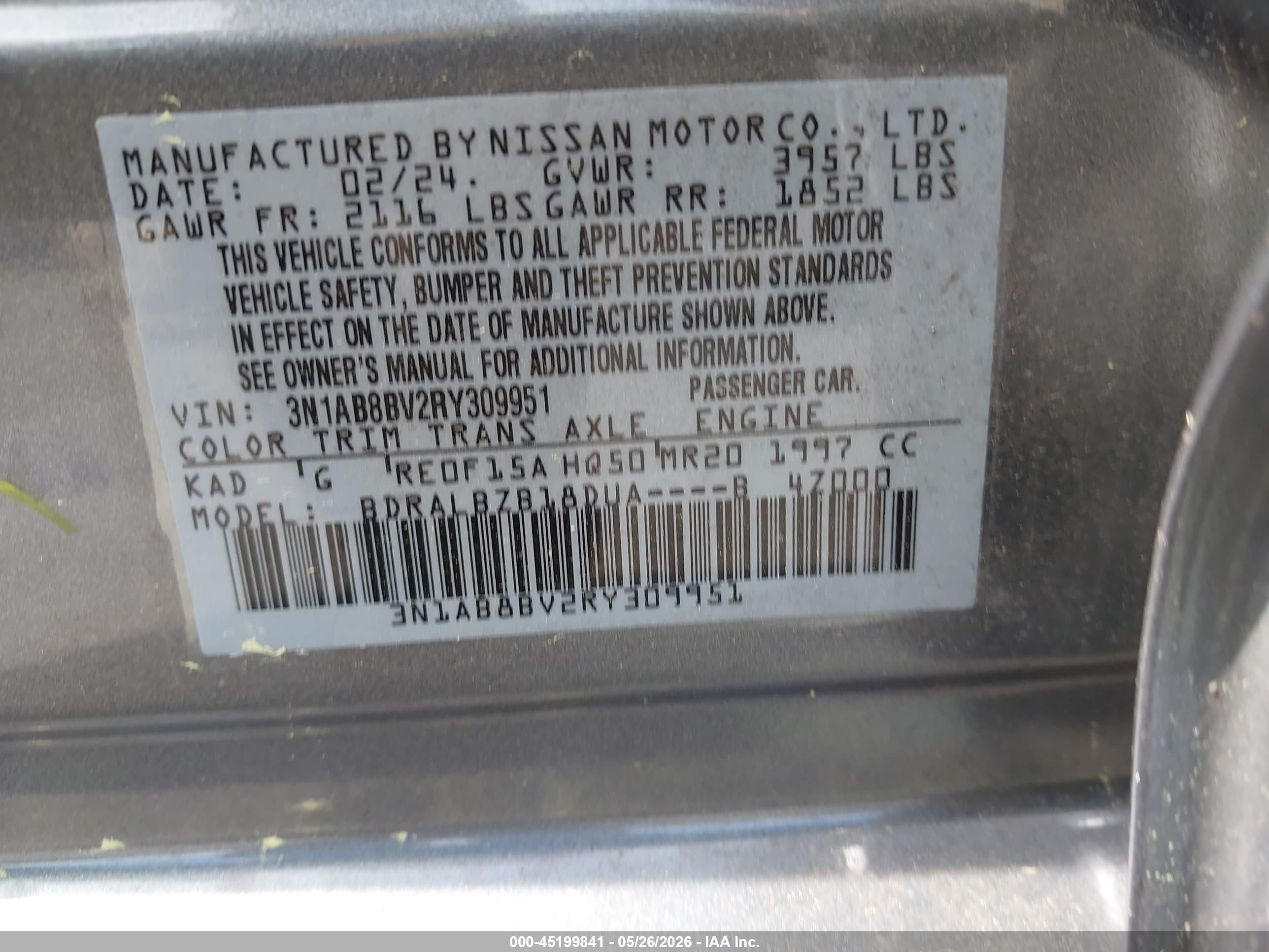 2024 Nissan Sentra S Xtronic Cvt Gray vin: 3N1AB8BV2RY309951