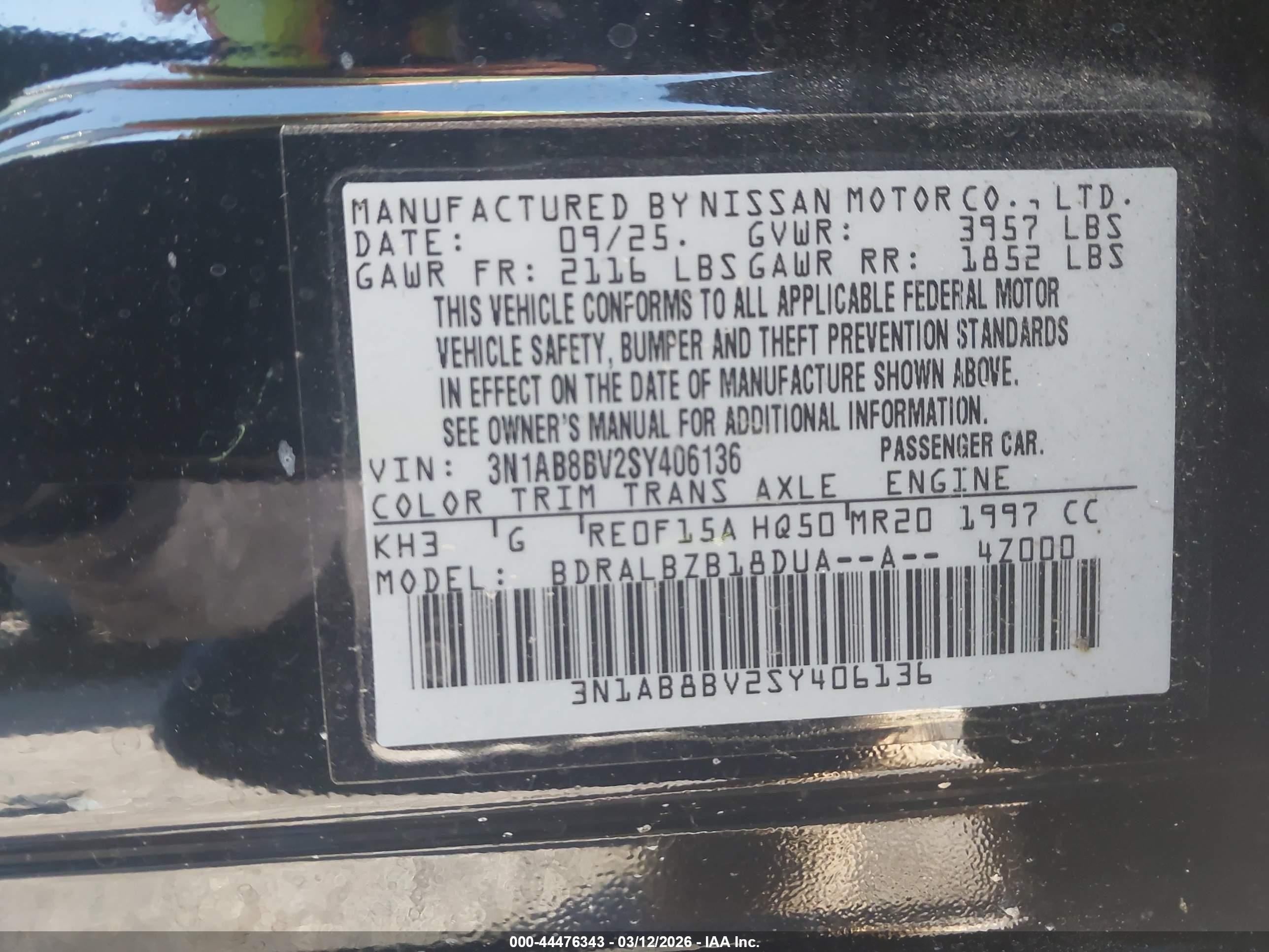 2025 Nissan Sentra S Black vin: 3N1AB8BV2SY406136