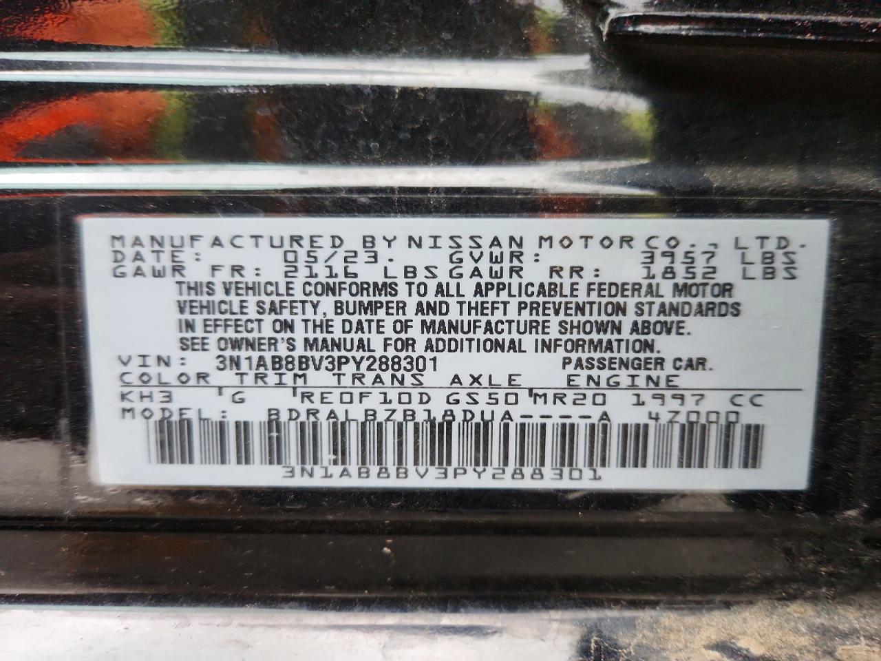 2023 Nissan Sentra S Black vin: 3N1AB8BV3PY288301