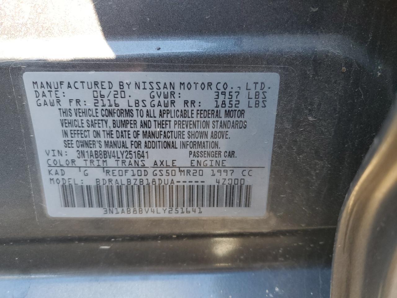 2020 Nissan Sentra S Silver vin: 3N1AB8BV4LY251641