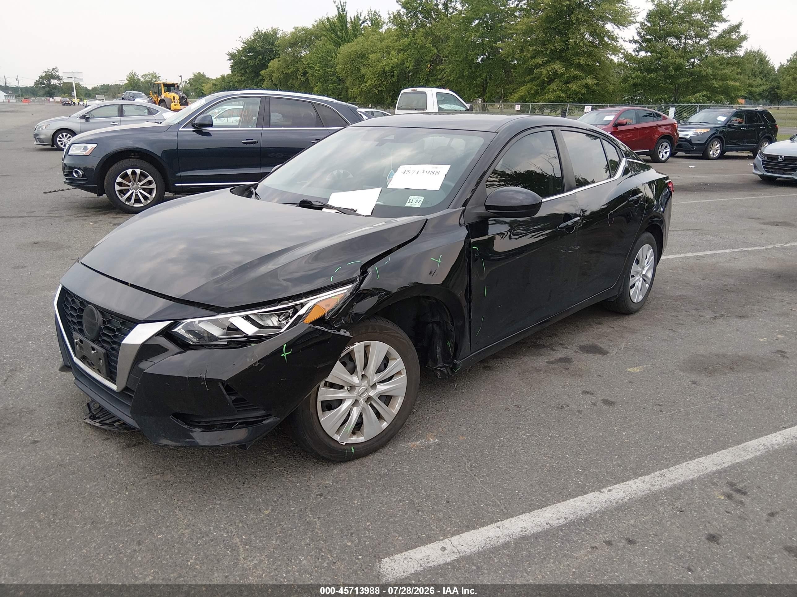 2022 Nissan Sentra S Xtronic Cvt Black vin: 3N1AB8BV4NY309301