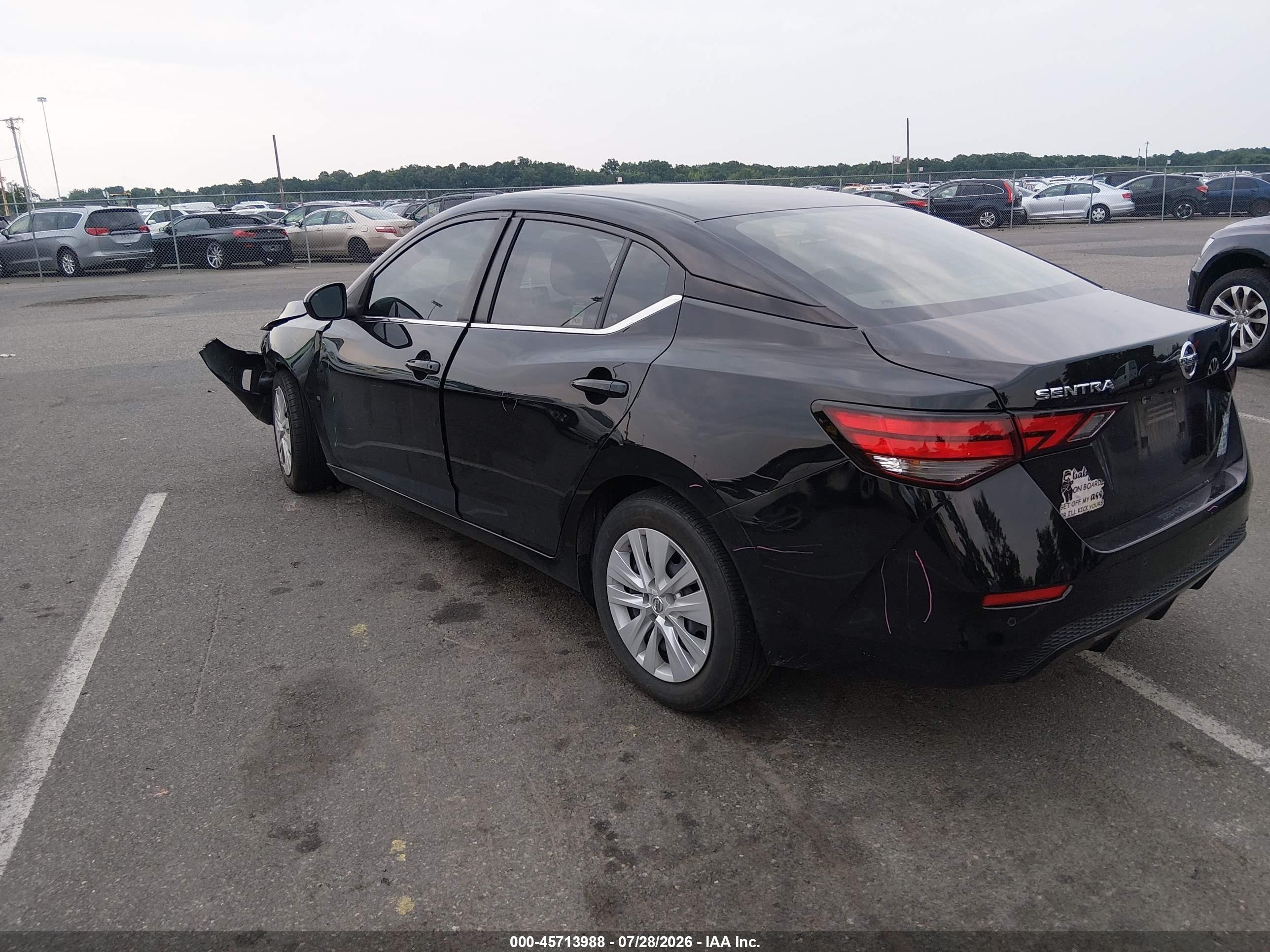 2022 Nissan Sentra S Xtronic Cvt Black vin: 3N1AB8BV4NY309301