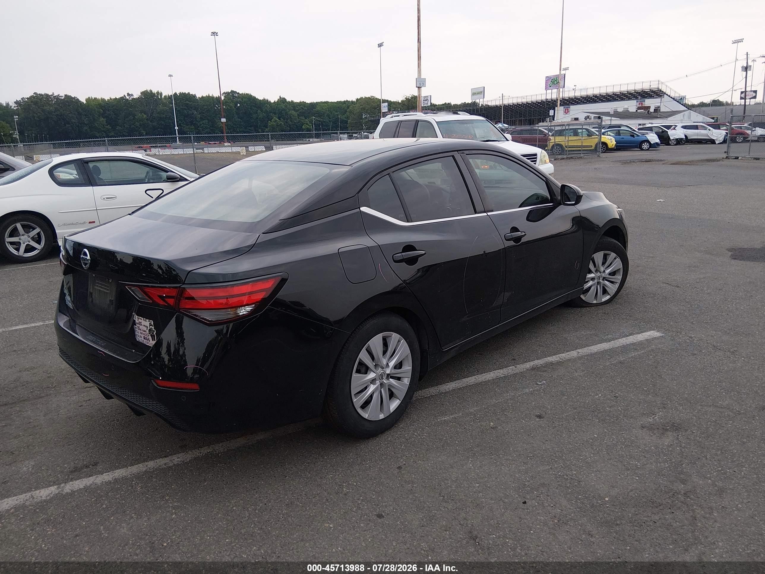 2022 Nissan Sentra S Xtronic Cvt Black vin: 3N1AB8BV4NY309301