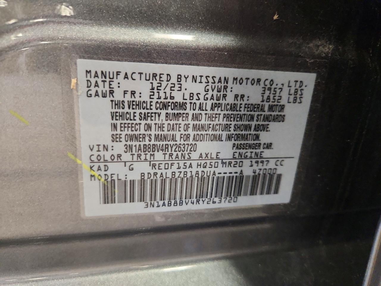 2024 Nissan Sentra S Gray vin: 3N1AB8BV4RY263720