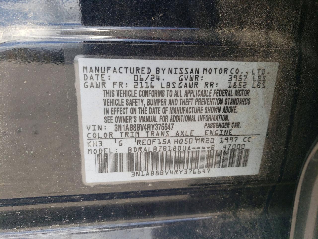 2024 Nissan Sentra S Black vin: 3N1AB8BV4RY376647