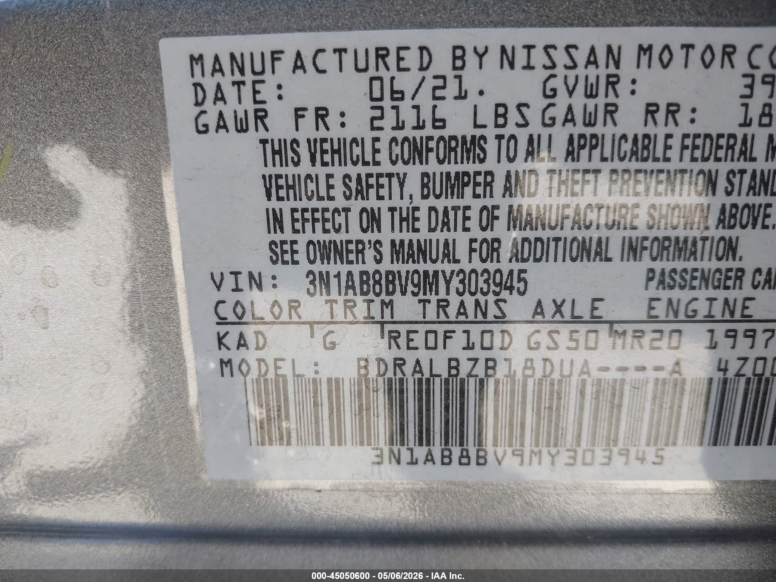 2021 Nissan Sentra S Xtronic Cvt Серый vin: 3N1AB8BV9MY303945