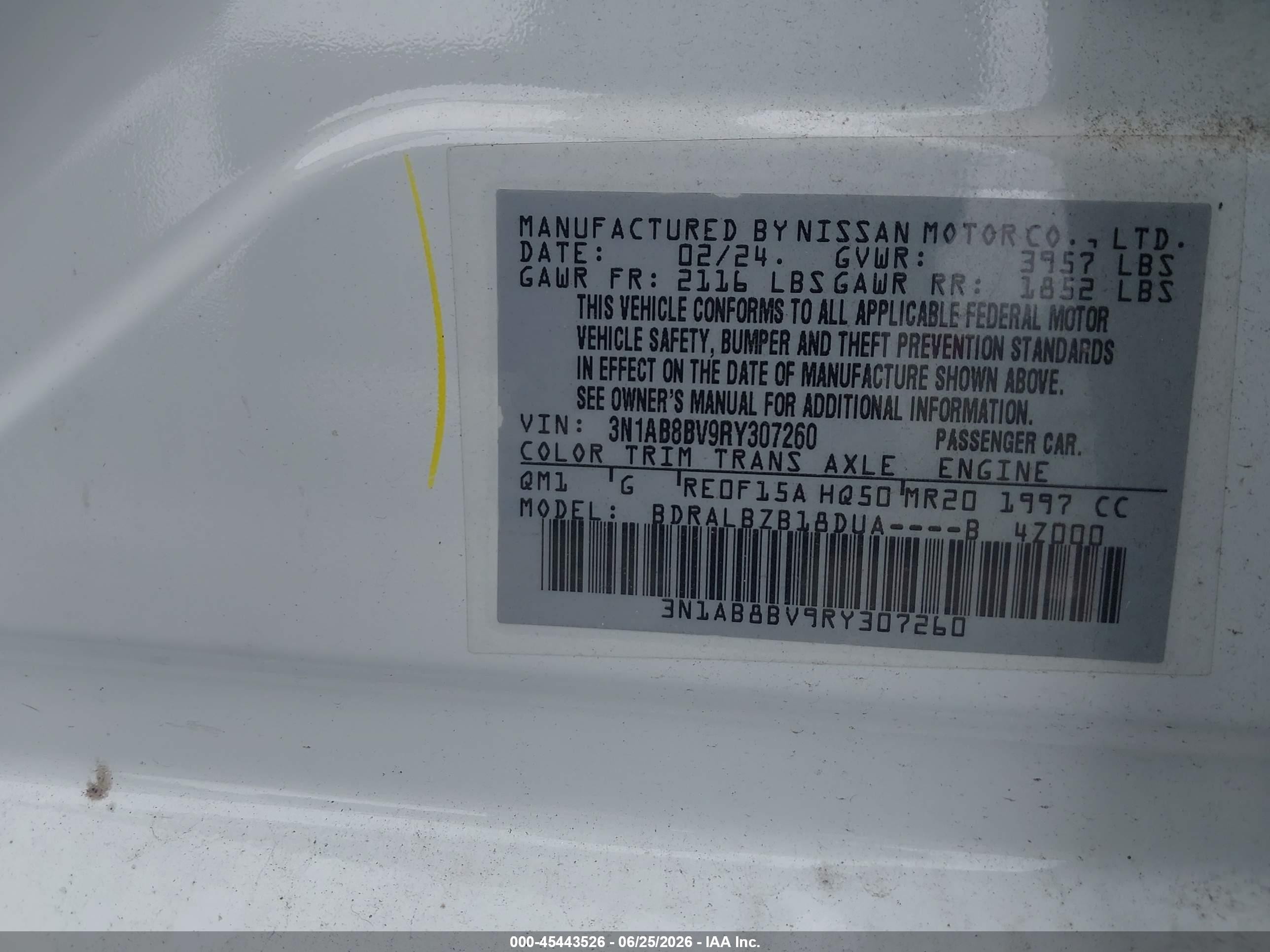 2024 Nissan Sentra S Xtronic Cvt White vin: 3N1AB8BV9RY307260