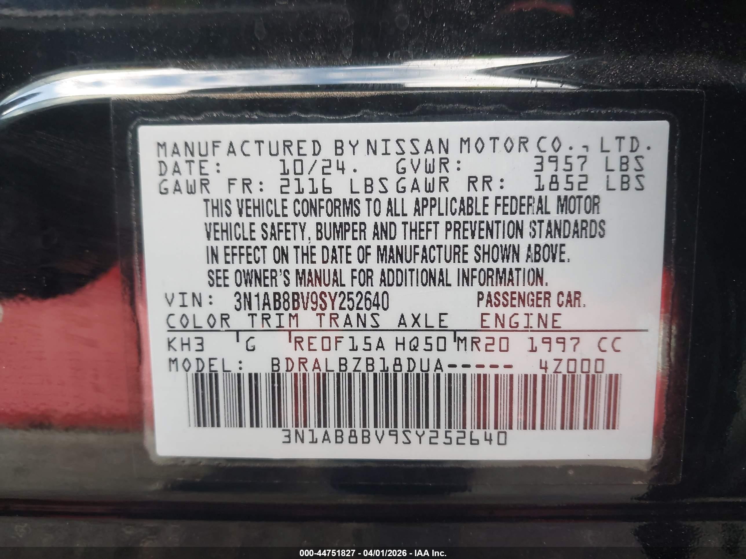 2025 Nissan Sentra S Black vin: 3N1AB8BV9SY252640
