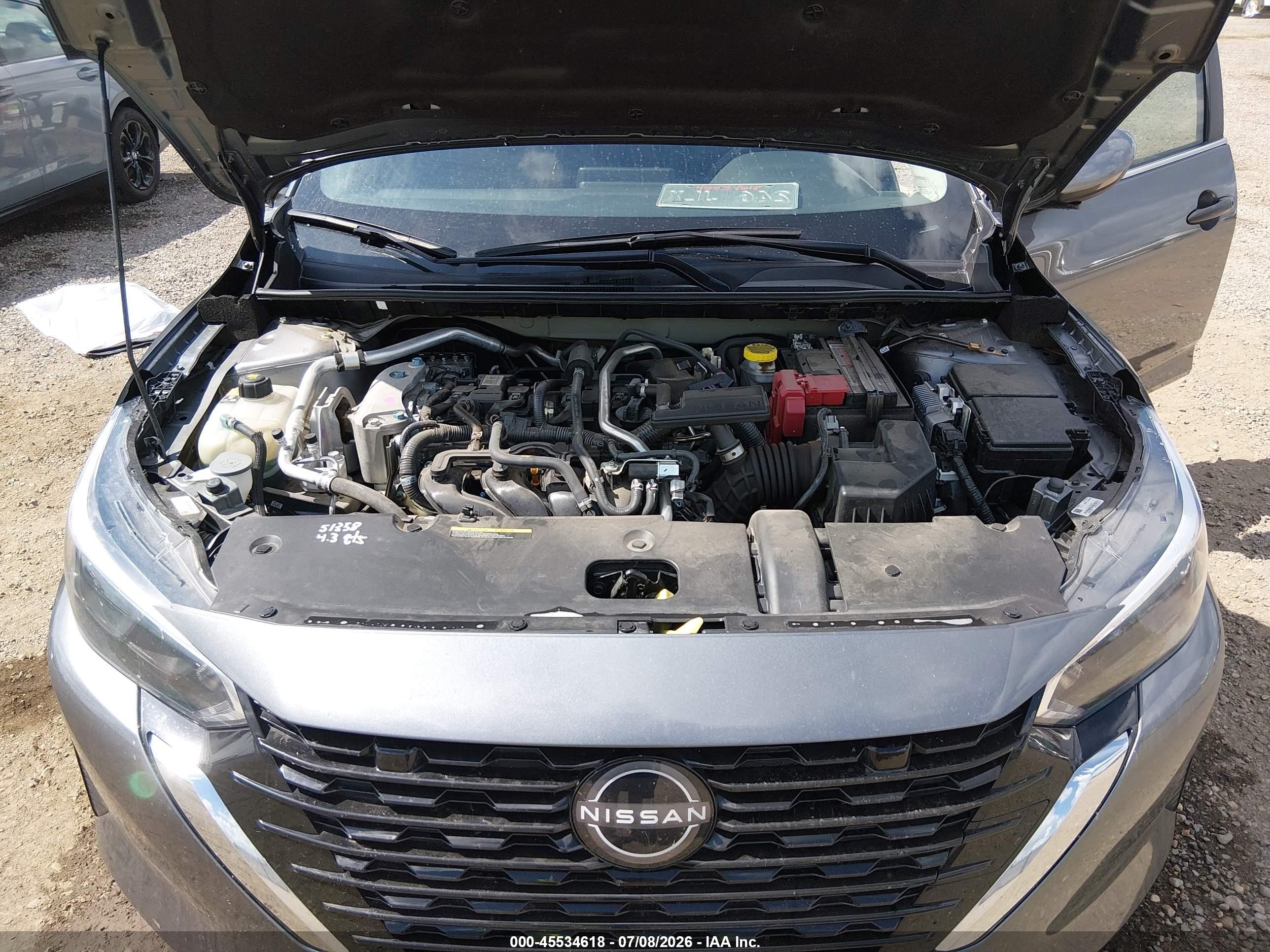 2025 Nissan Sentra S Серый vin: 3N1AB8BV9SY350728