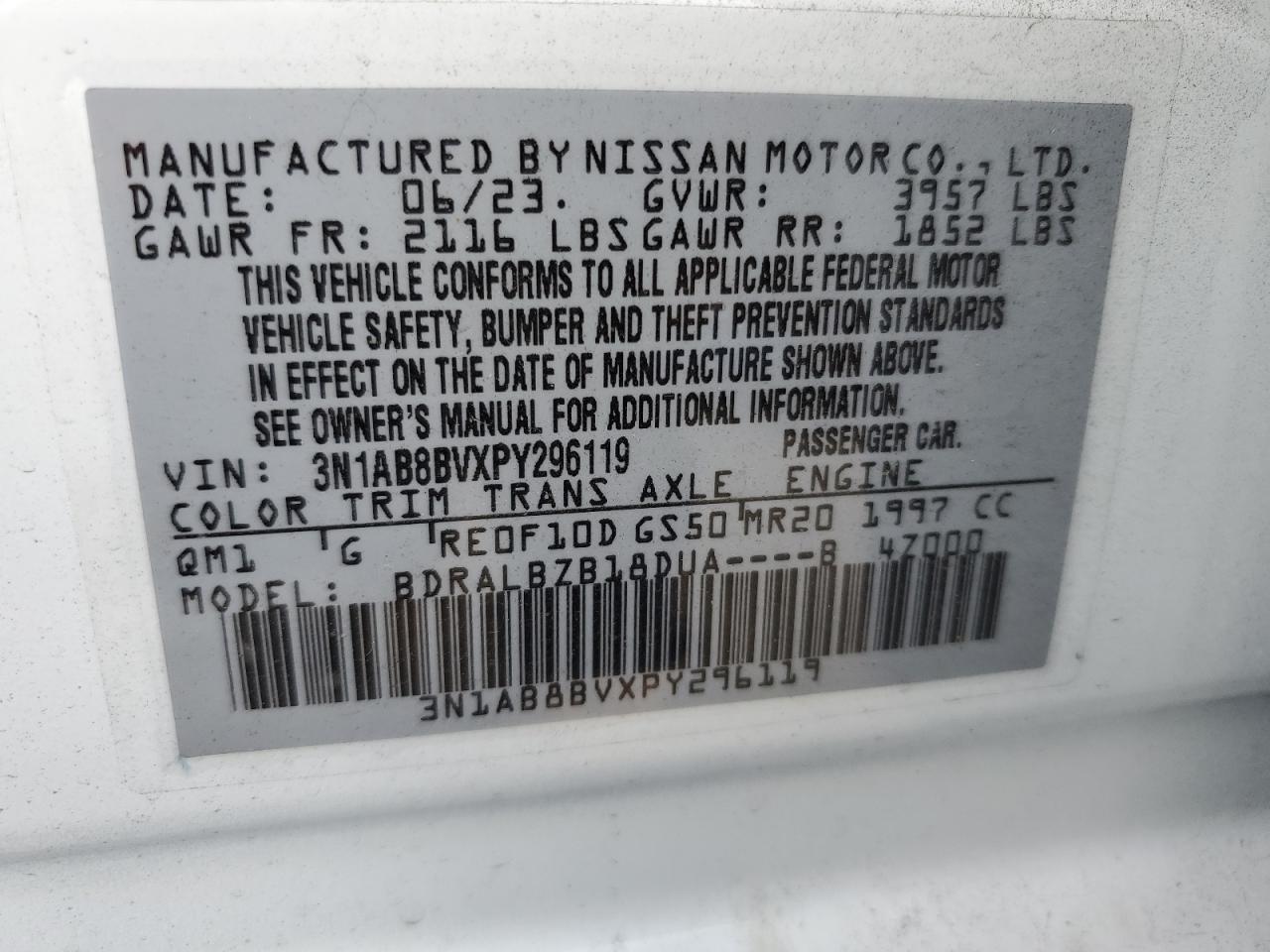 2023 Nissan Sentra S White vin: 3N1AB8BVXPY296119