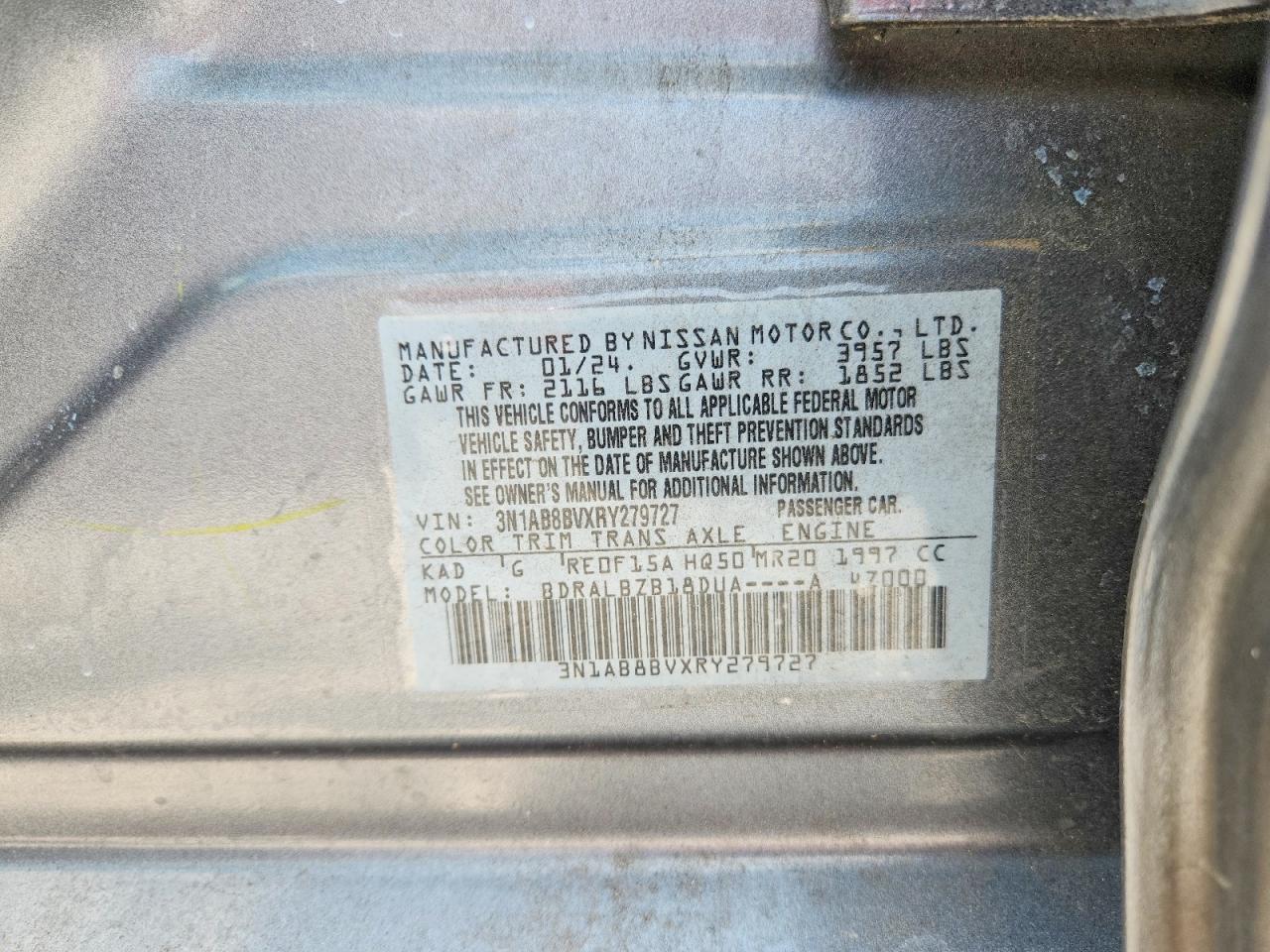 2024 Nissan Sentra S Серый vin: 3N1AB8BVXRY279727