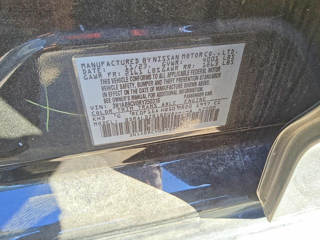 2024 Nissan Sentra Sv Черный vin: 3N1AB8CV0RY250316