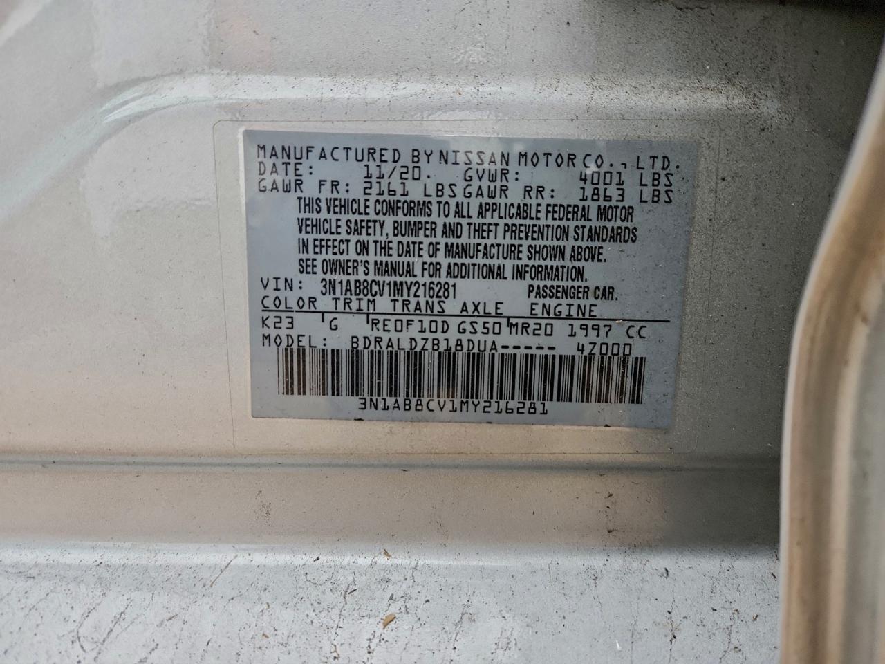 2021 Nissan Sentra Sv Silver vin: 3N1AB8CV1MY216281