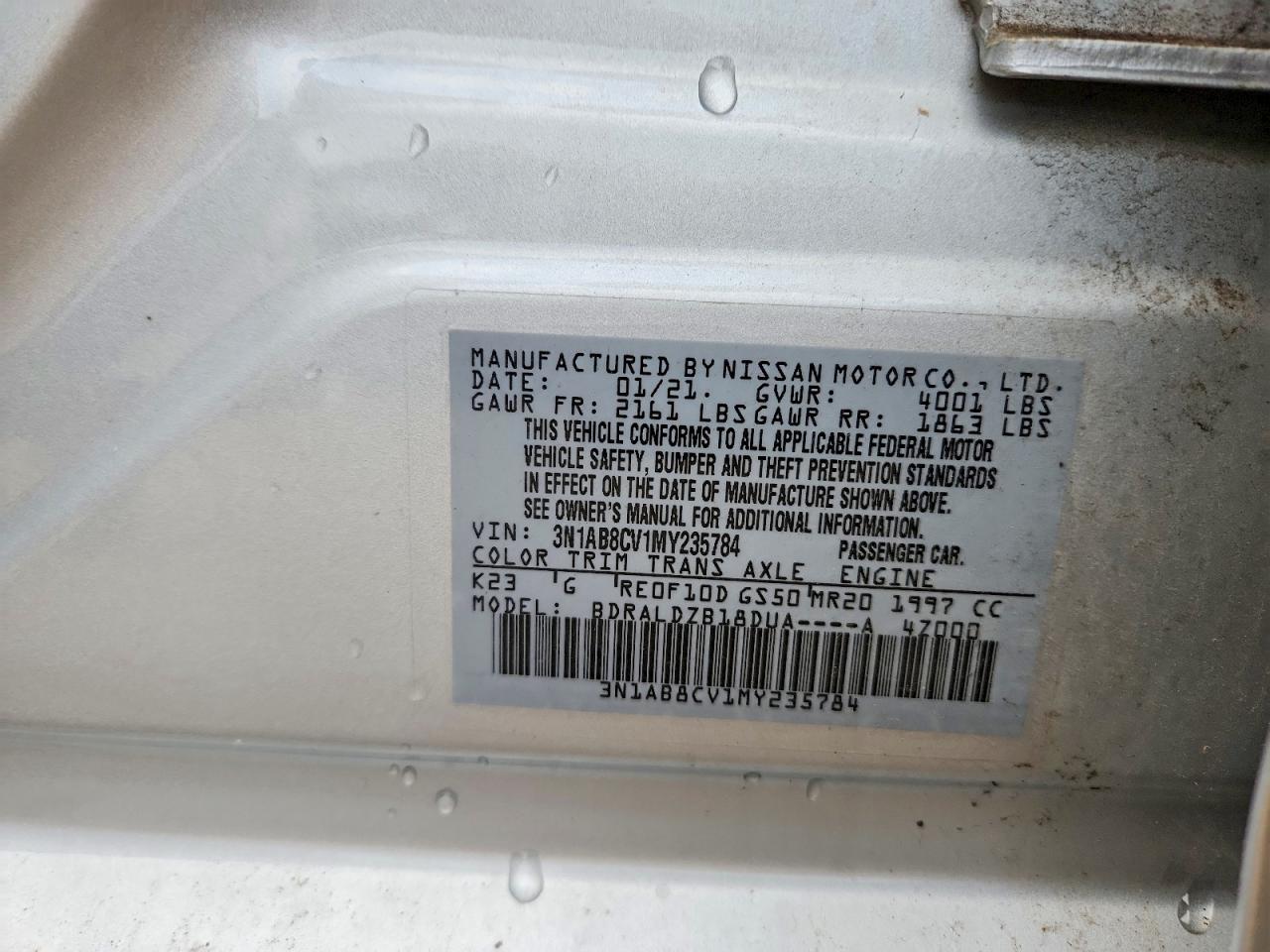 2021 Nissan Sentra Sv Silver vin: 3N1AB8CV1MY235784