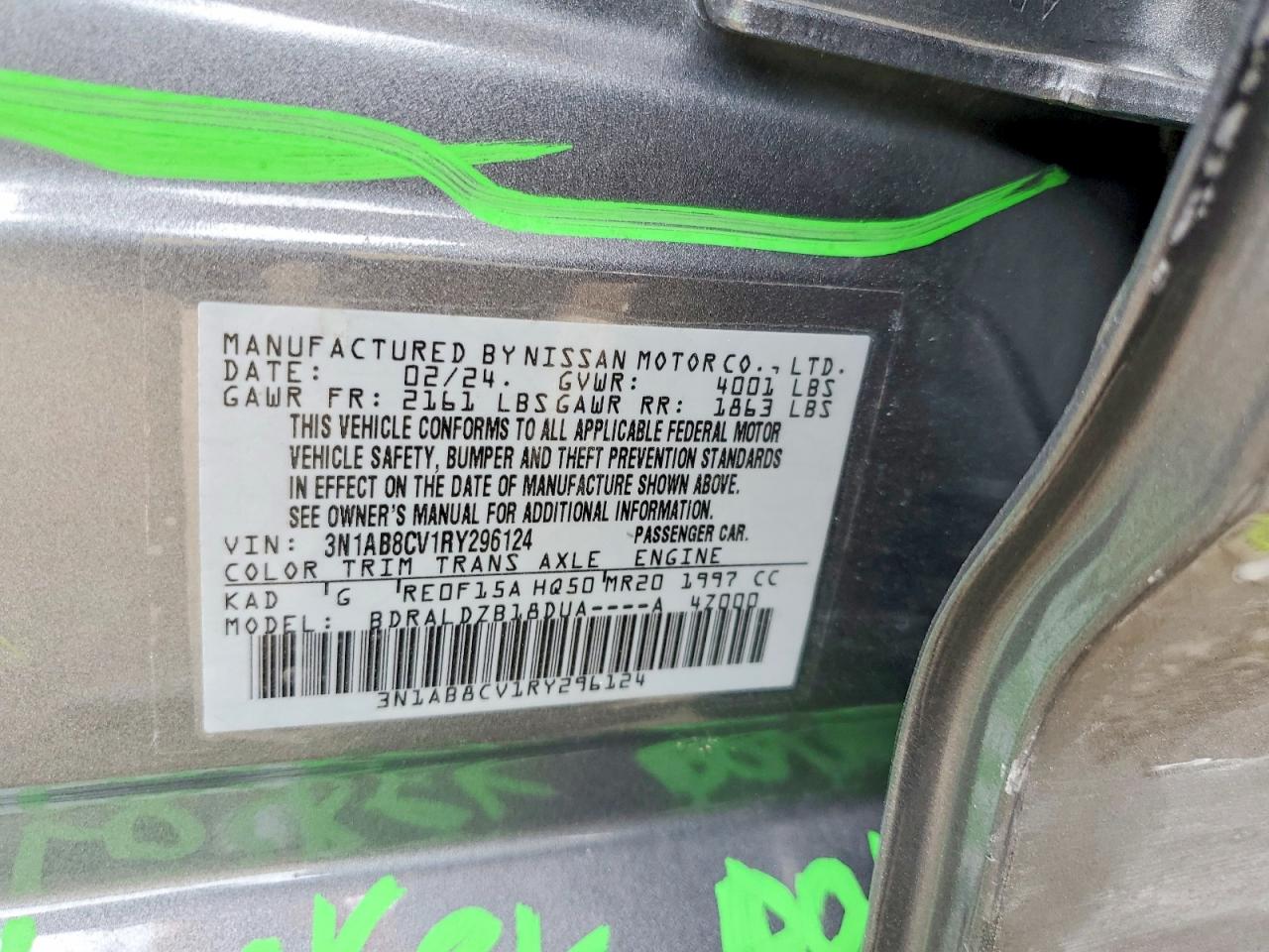2024 Nissan Sentra Sv Gray vin: 3N1AB8CV1RY296124