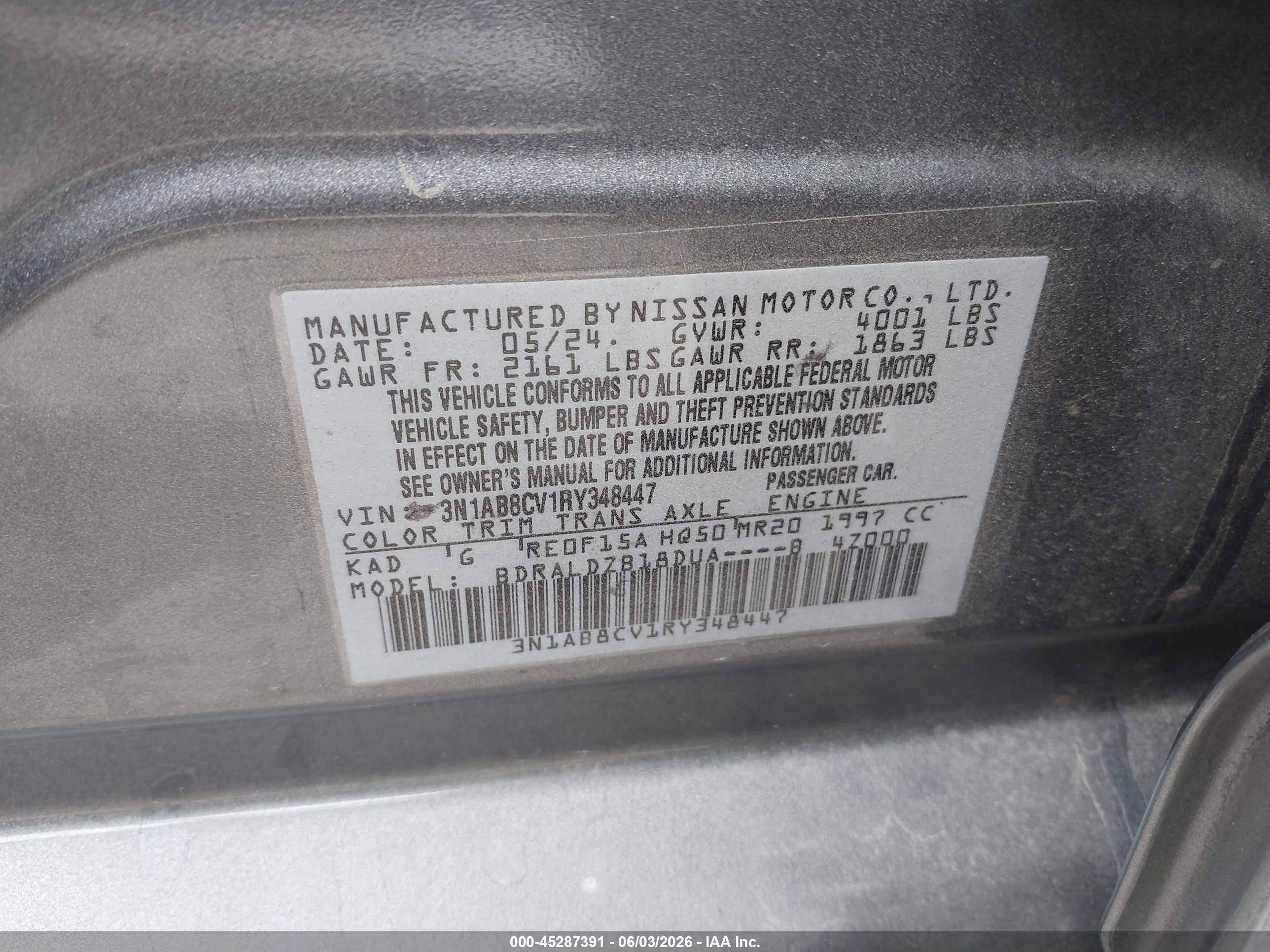 2024 Nissan Sentra Sv Xtronic Cvt Gray vin: 3N1AB8CV1RY348447