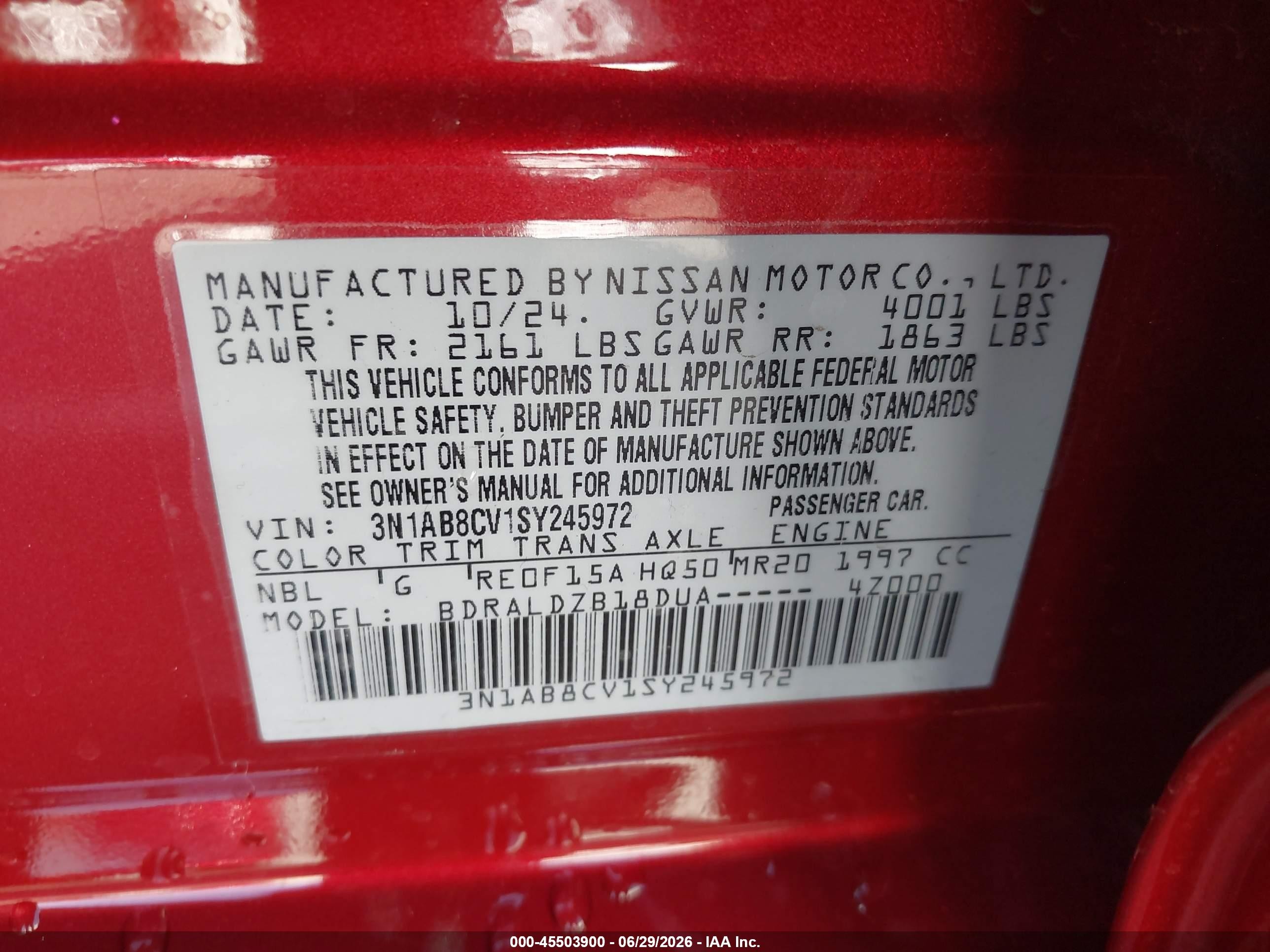 2025 Nissan Sentra Sv Красный vin: 3N1AB8CV1SY245972