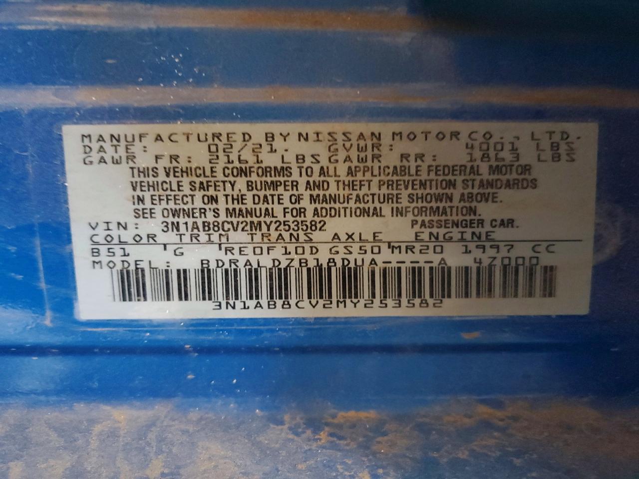 2021 Nissan Sentra Sv Blue vin: 3N1AB8CV2MY253582