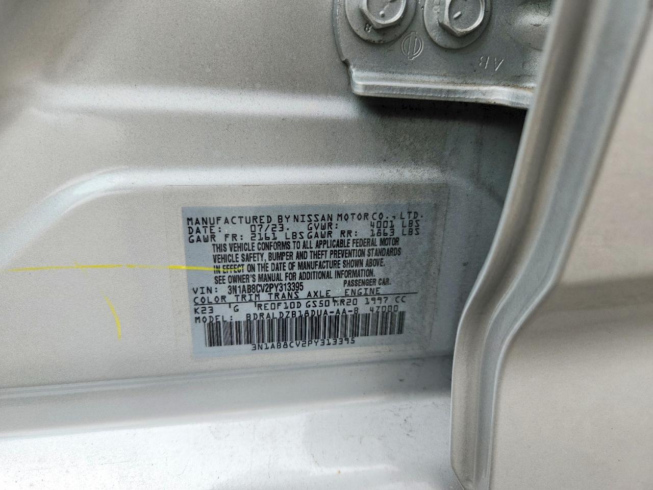 2023 Nissan Sentra Sv Silver vin: 3N1AB8CV2PY313395