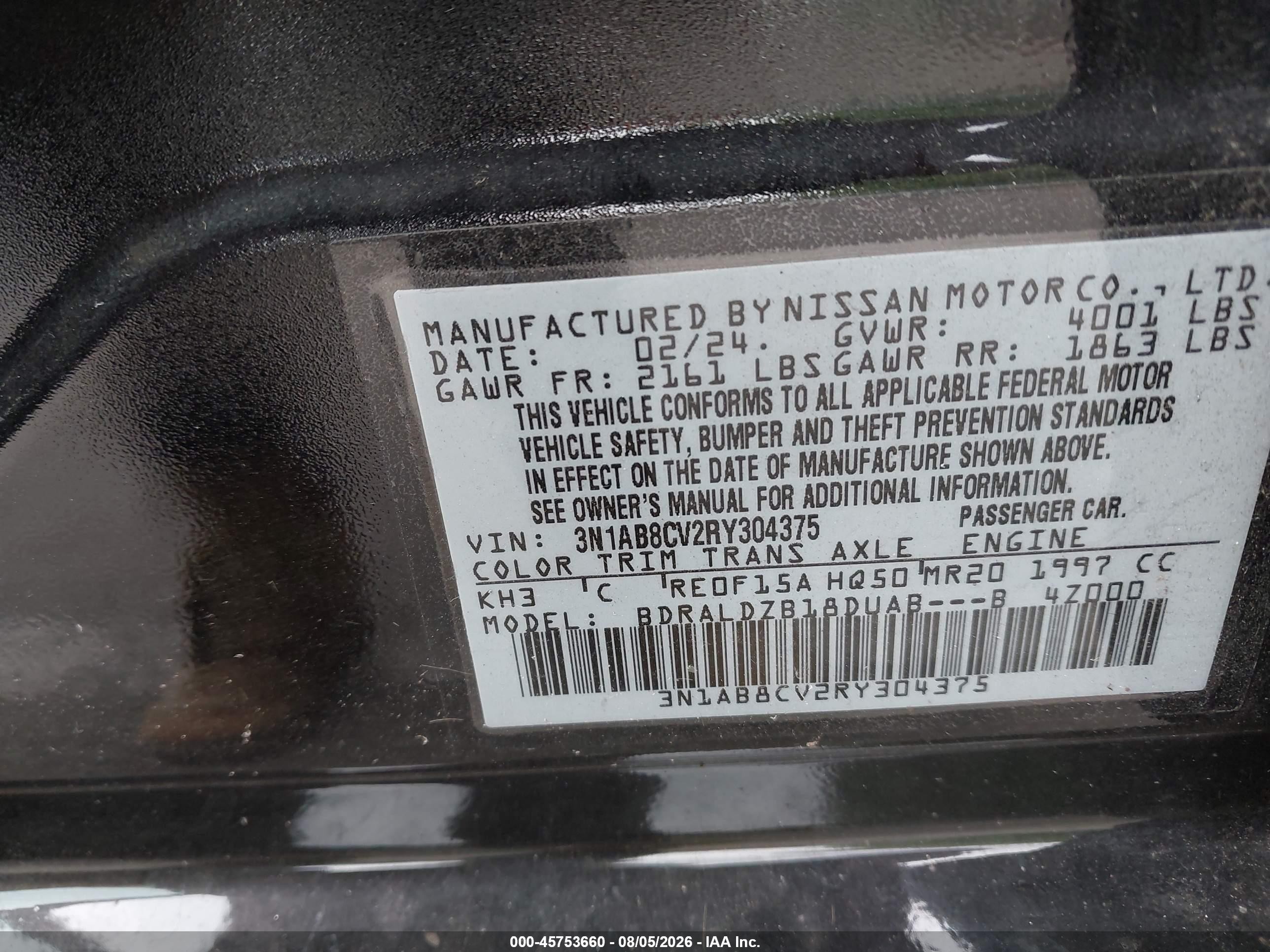 2024 Nissan Sentra Sv Xtronic Cvt Black vin: 3N1AB8CV2RY304375