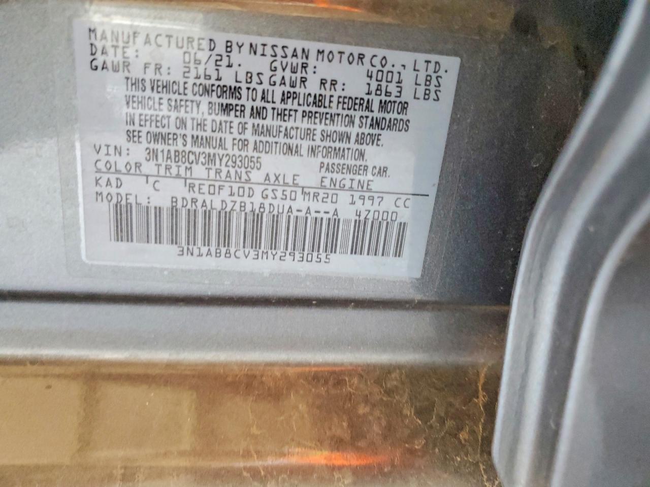 2021 Nissan Sentra Sv Gray vin: 3N1AB8CV3MY293055