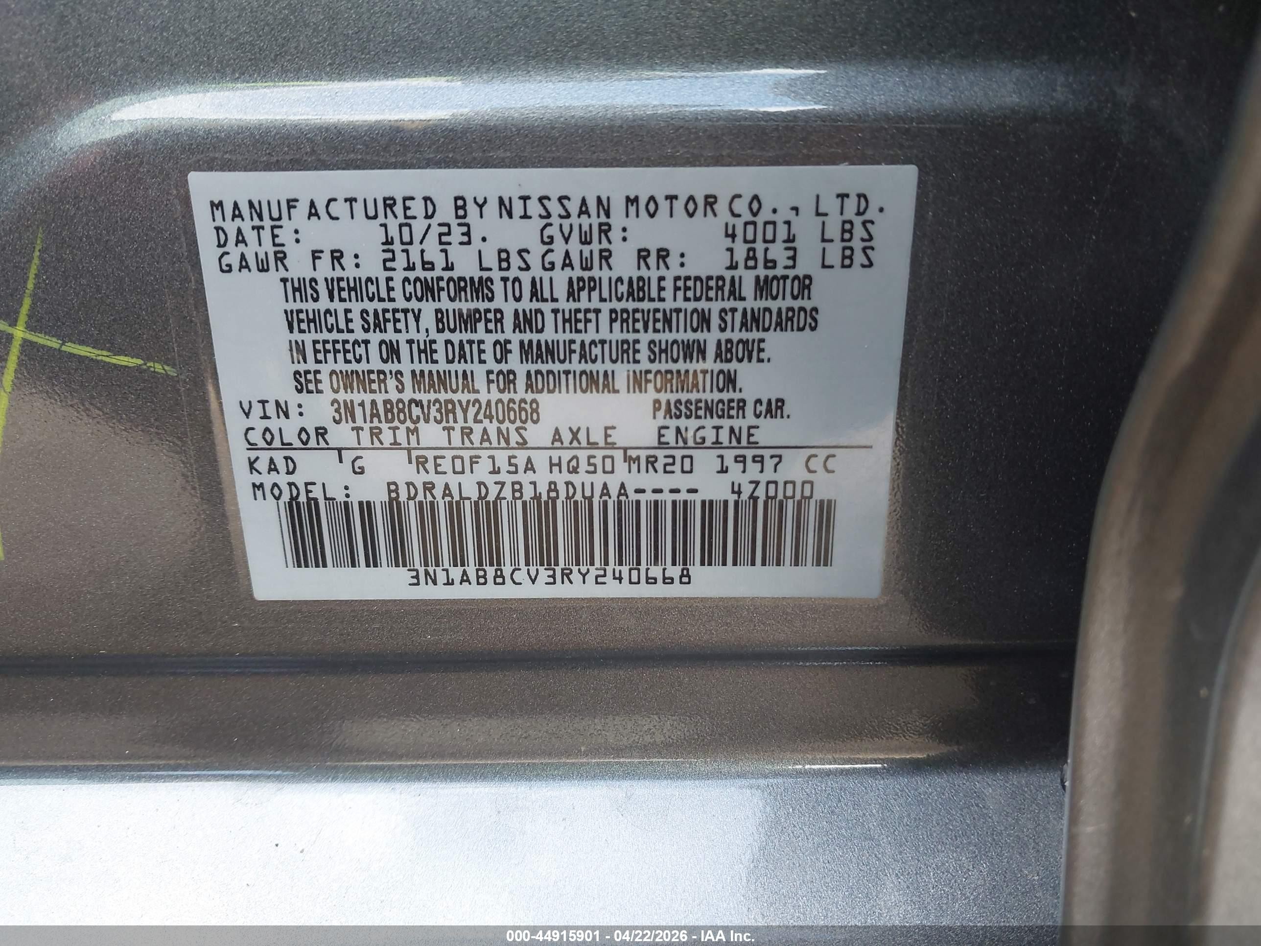 2024 Nissan Sentra Sv Xtronic Cvt Gray vin: 3N1AB8CV3RY240668