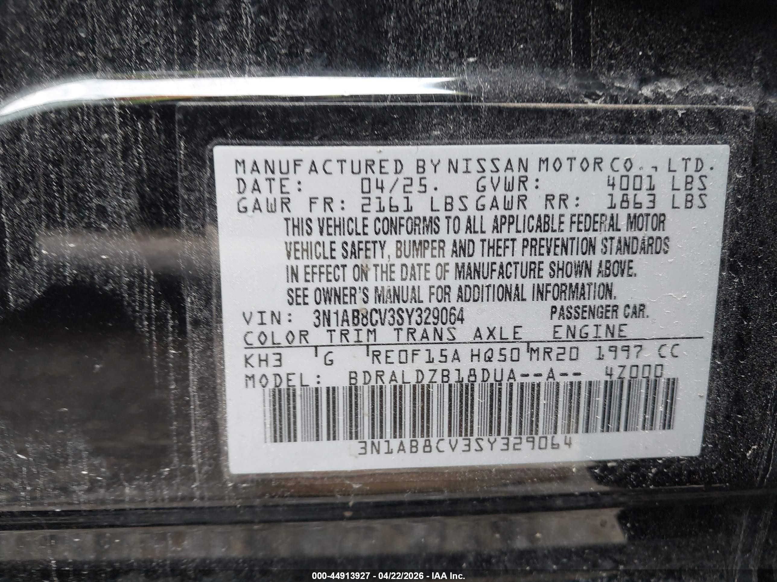 2025 Nissan Sentra Sv Black vin: 3N1AB8CV3SY329064